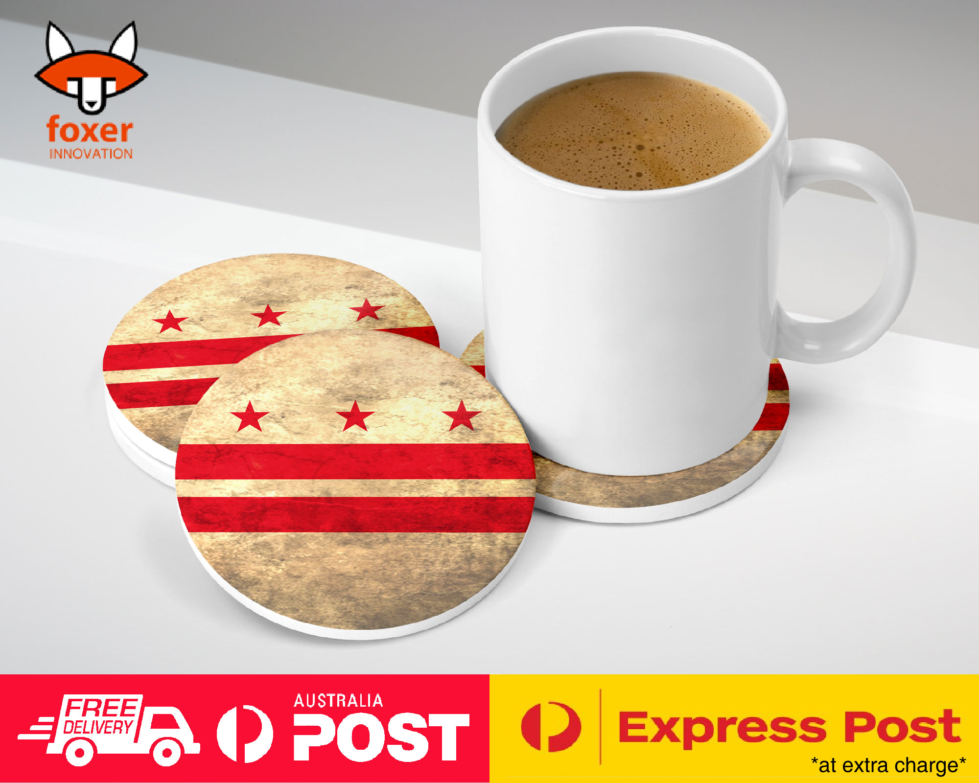 COASTER COFFEE DRINKING MAT|WASHINGTON DC US STATE FLAG