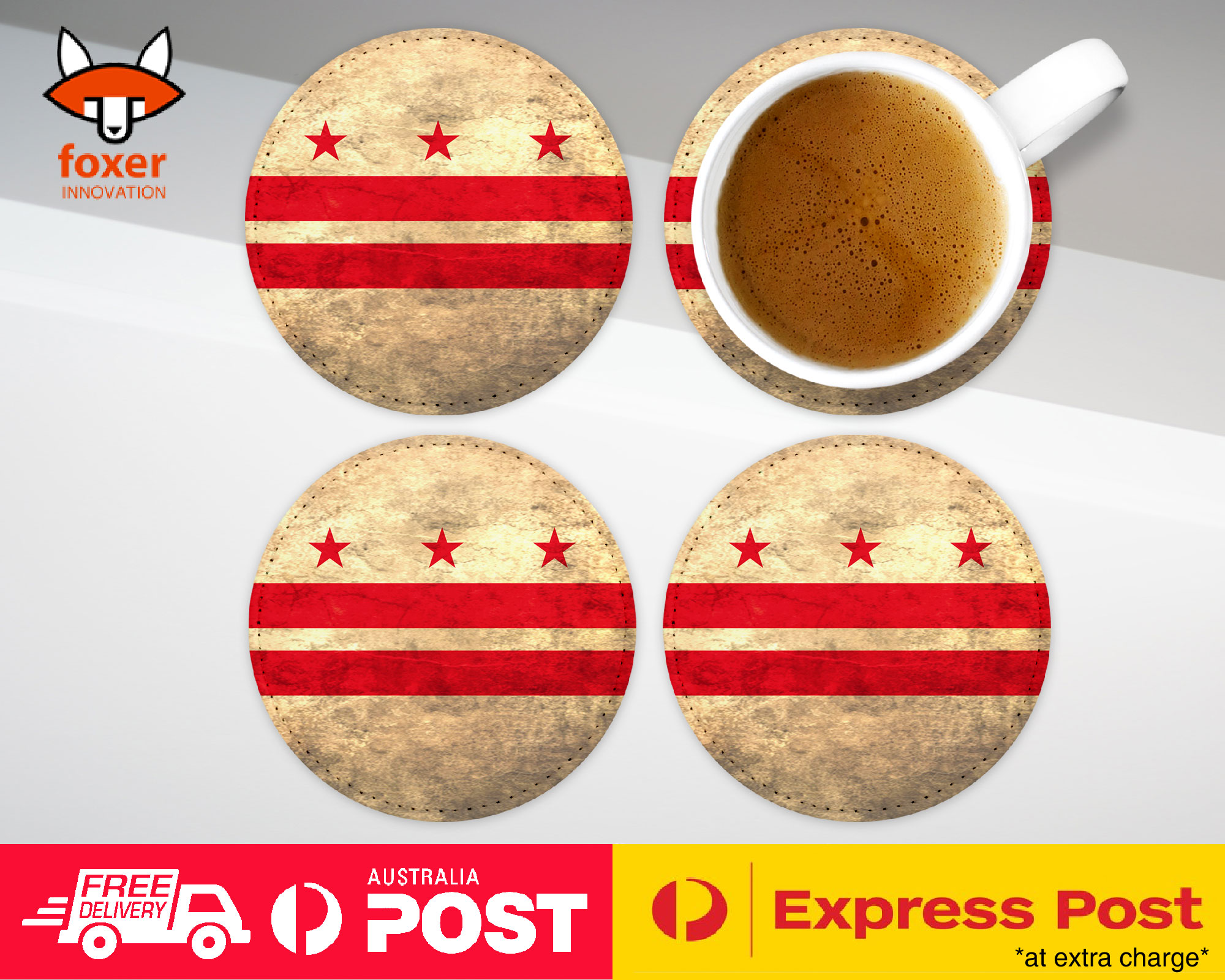 COASTER COFFEE DRINKING MAT|WASHINGTON DC US STATE FLAG