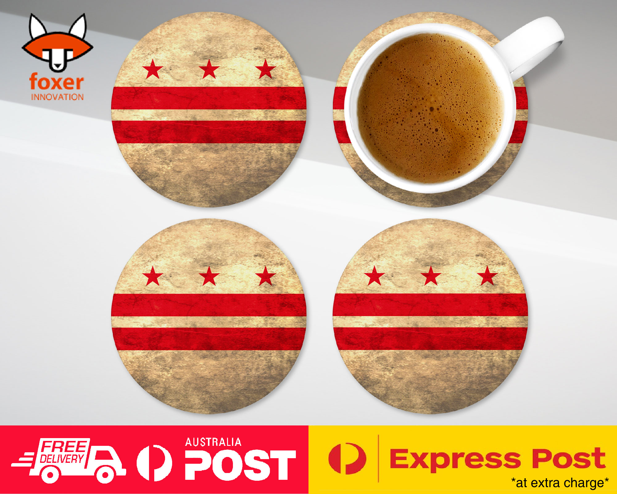 COASTER COFFEE DRINKING MAT|WASHINGTON DC US STATE FLAG