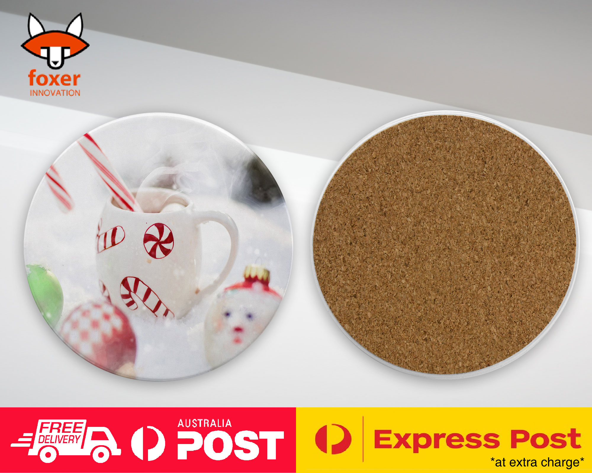 COASTER COFFEE DRINKING MAT|CUTE CHRISTMAS CANDY CANE STICK