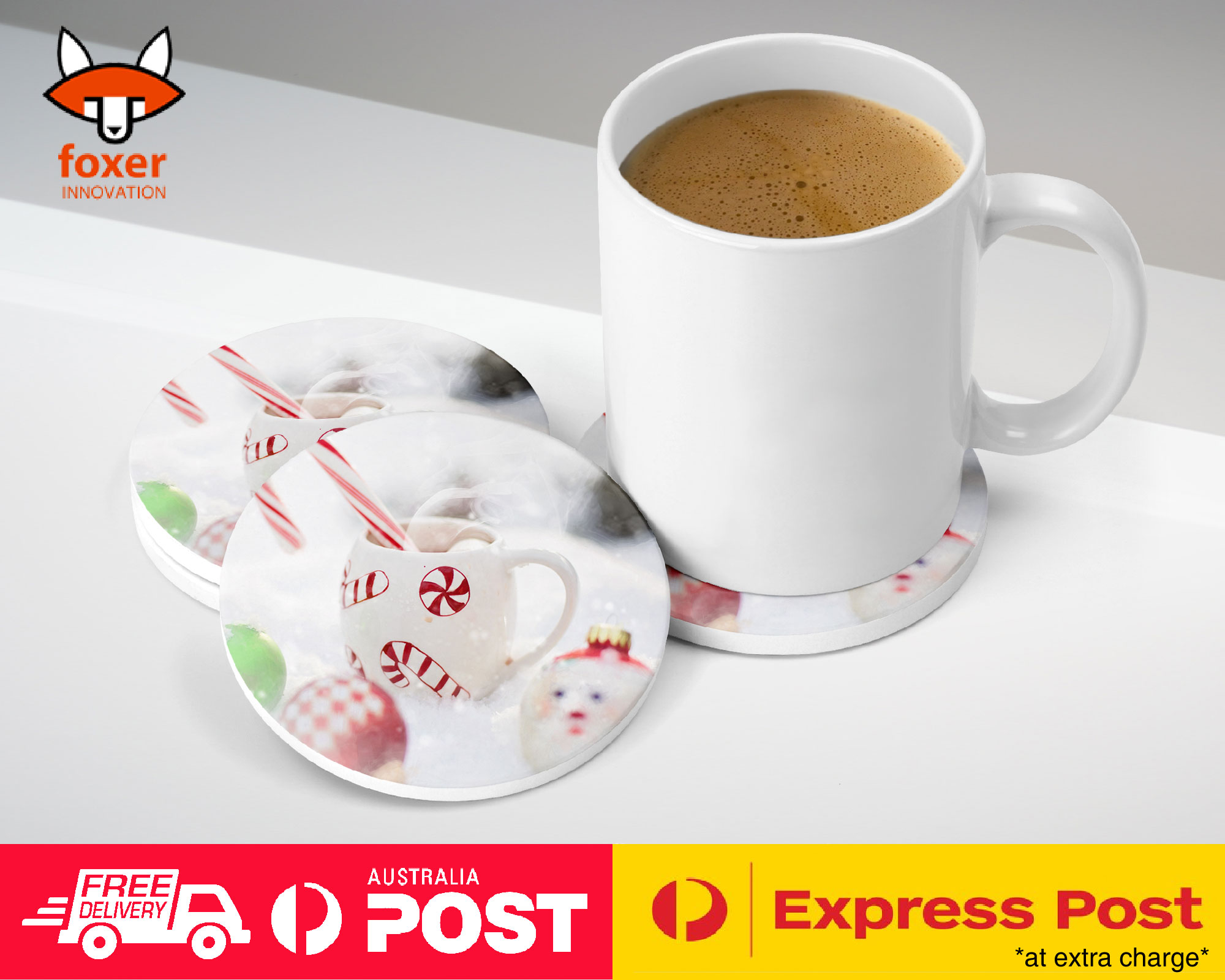 COASTER COFFEE DRINKING MAT|CUTE CHRISTMAS CANDY CANE STICK