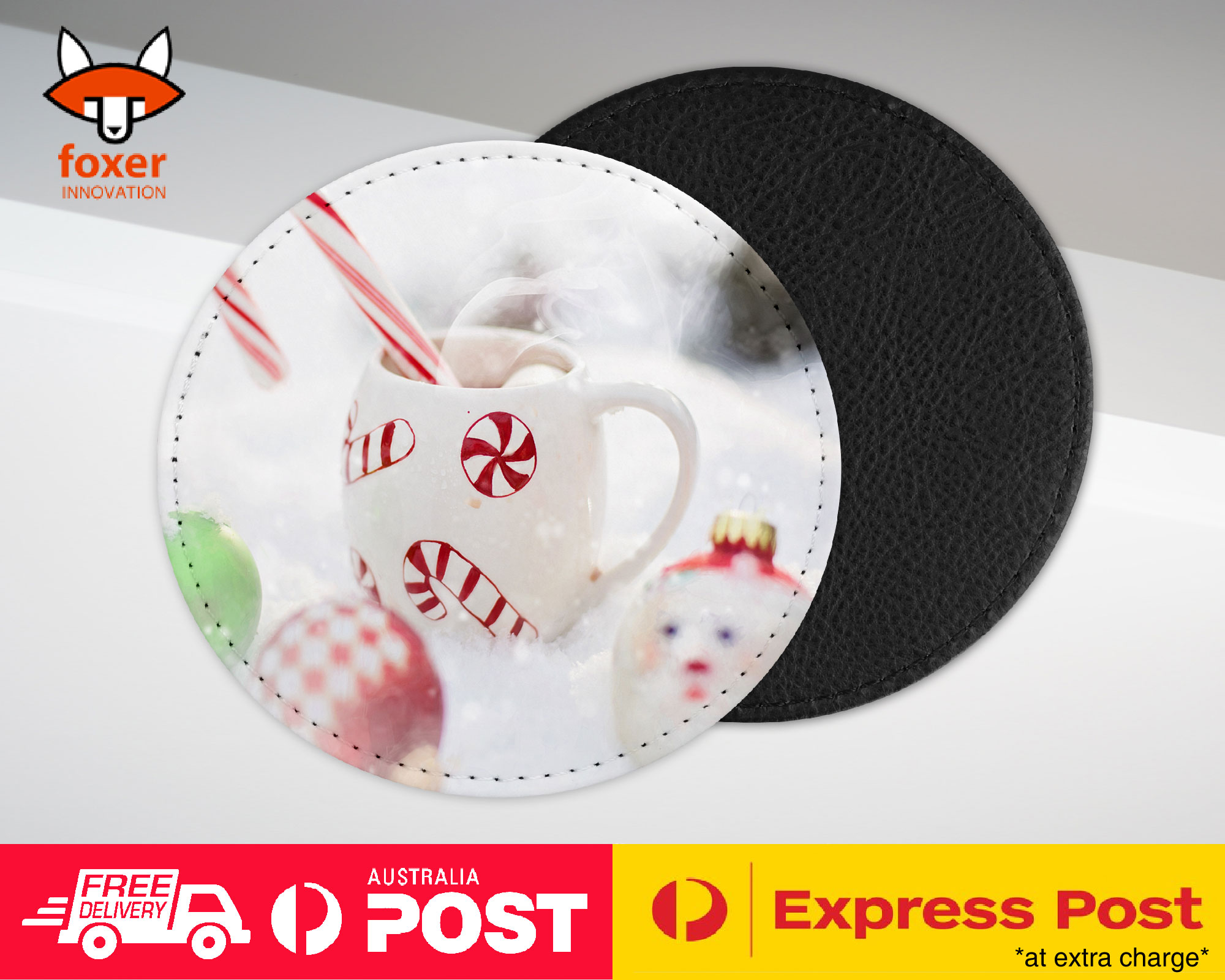 COASTER COFFEE DRINKING MAT|CUTE CHRISTMAS CANDY CANE STICK