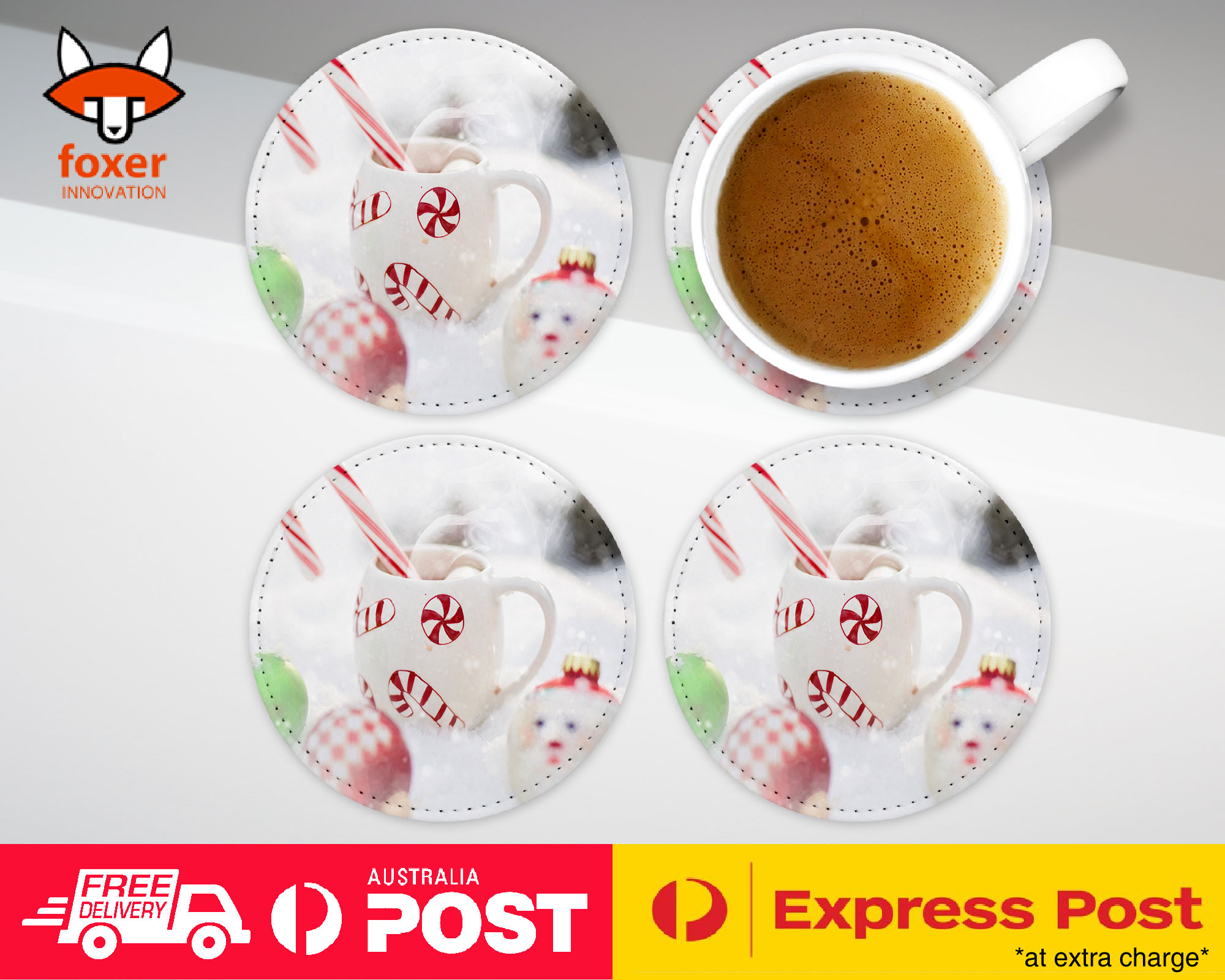 COASTER COFFEE DRINKING MAT|CUTE CHRISTMAS CANDY CANE STICK