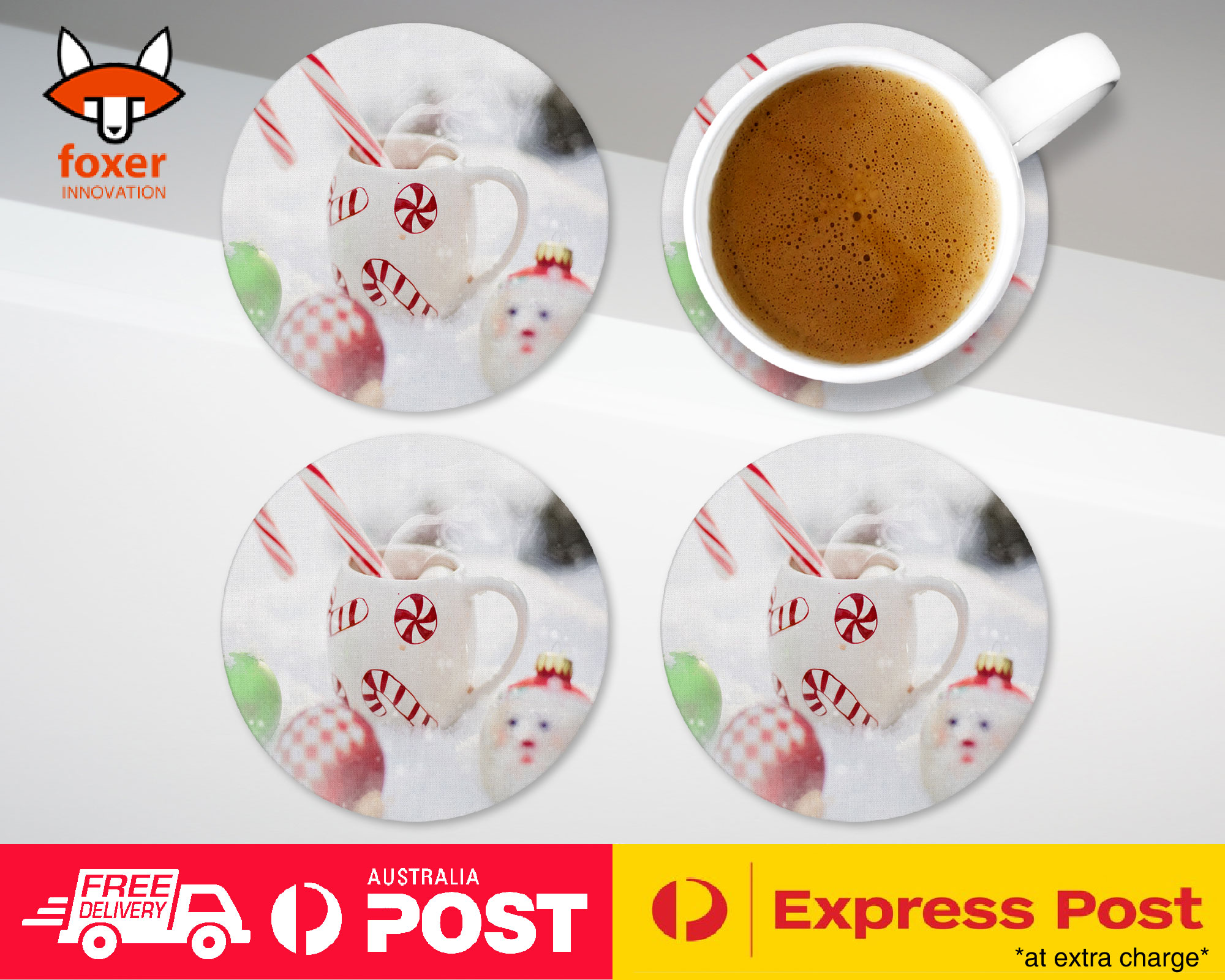 COASTER COFFEE DRINKING MAT|CUTE CHRISTMAS CANDY CANE STICK