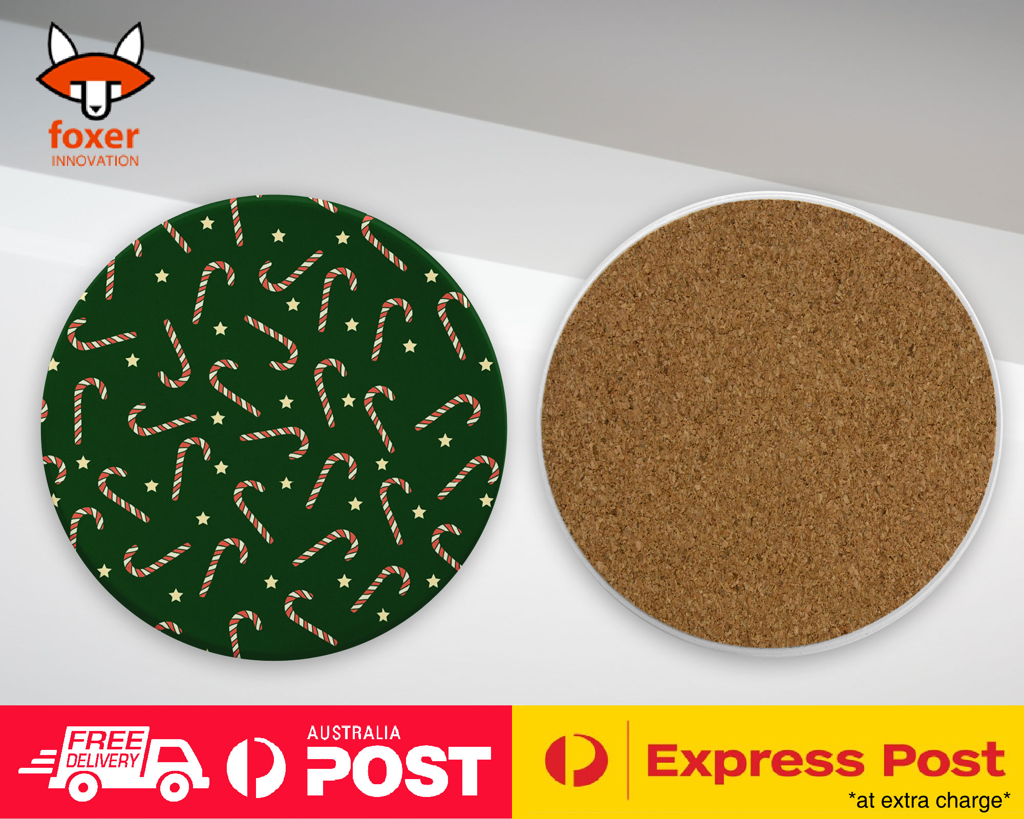 COASTER COFFEE DRINKING MAT|CHRISTMAS CANDY CANE PATTERN #1