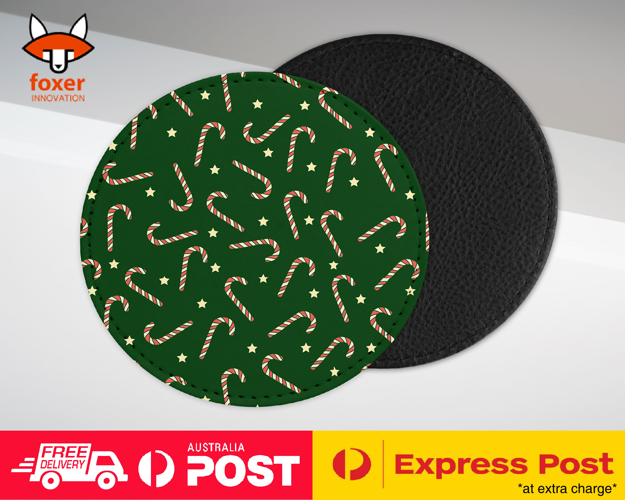 COASTER COFFEE DRINKING MAT|CHRISTMAS CANDY CANE PATTERN #1