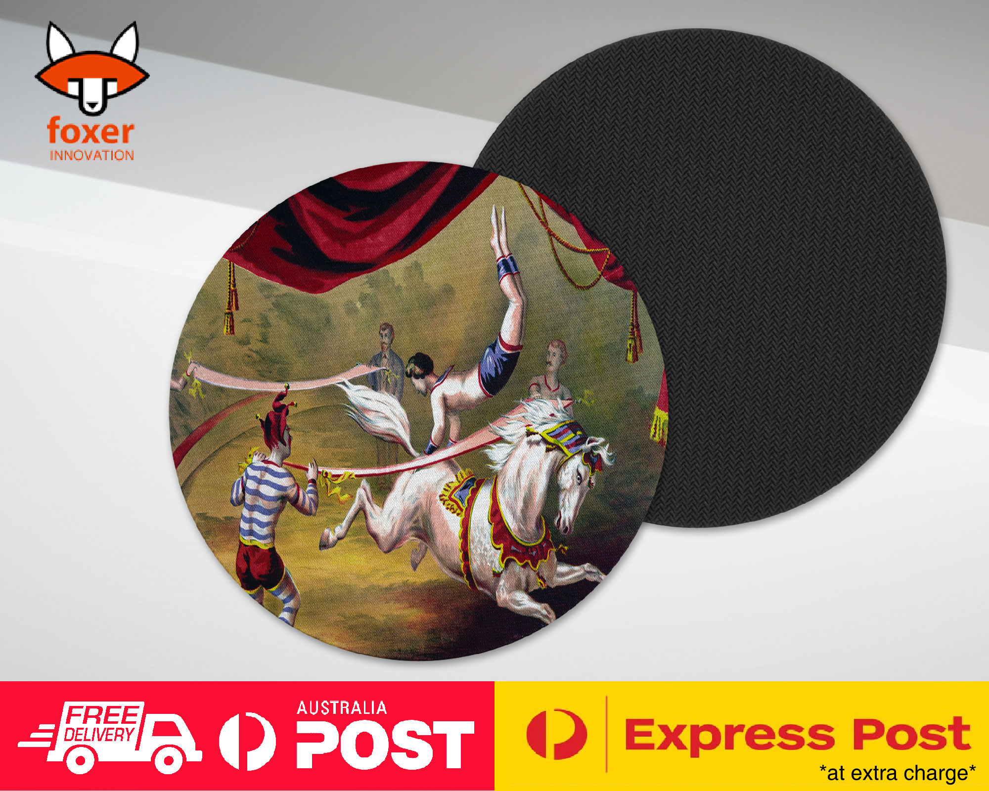 COASTER COFFEE DRINKING MAT|CIRCUS CLOWNS HORSE ACROBATICS