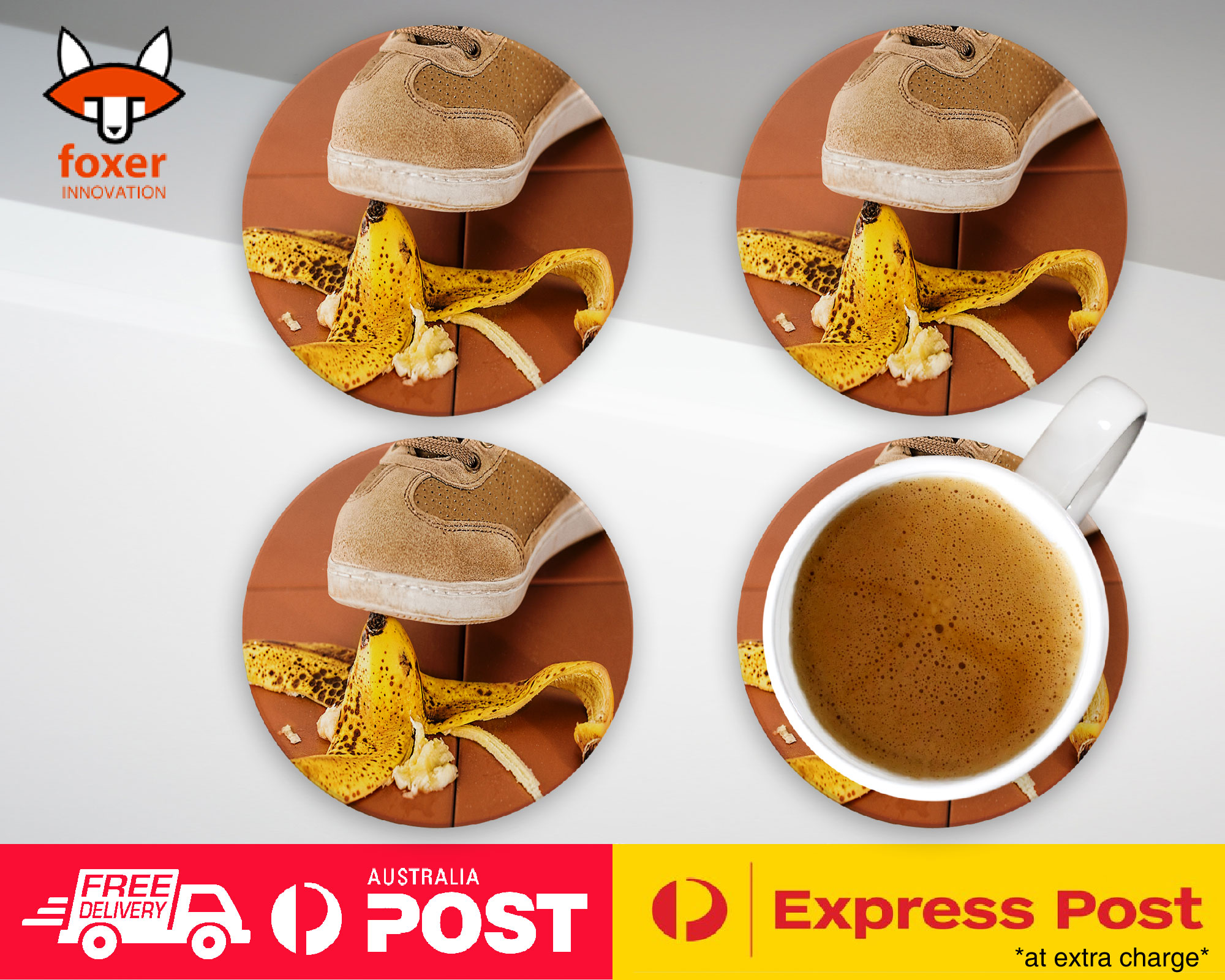 COASTER COFFEE DRINKING MAT|FUNNY BANANA SLIP