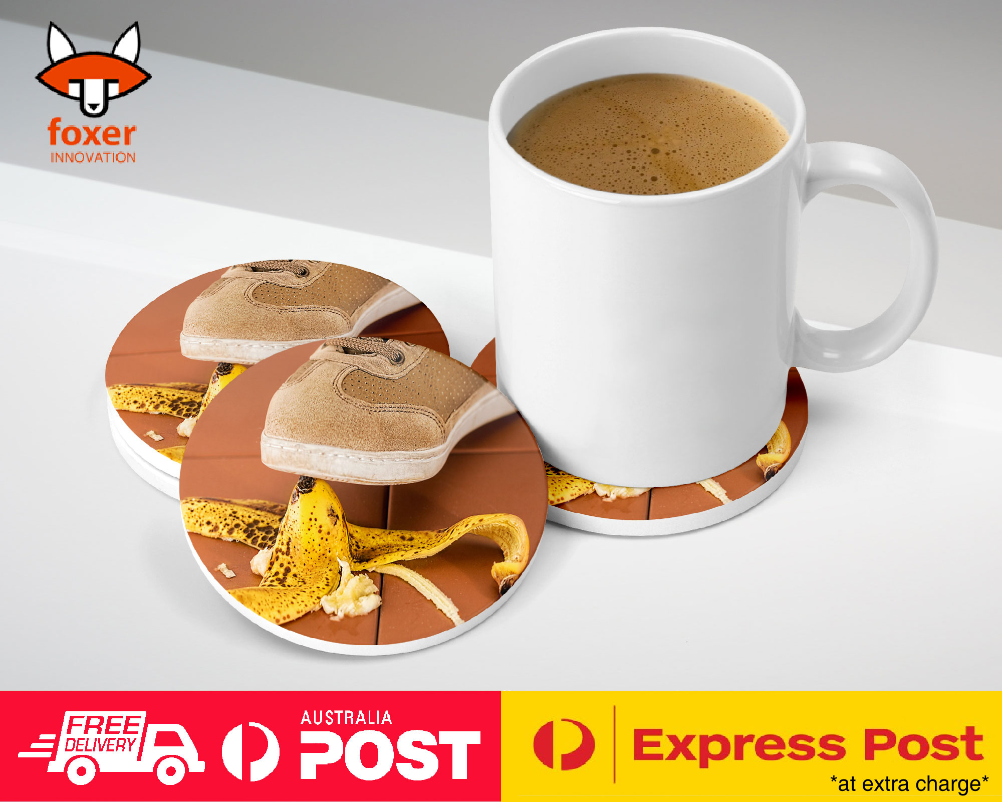 COASTER COFFEE DRINKING MAT|FUNNY BANANA SLIP