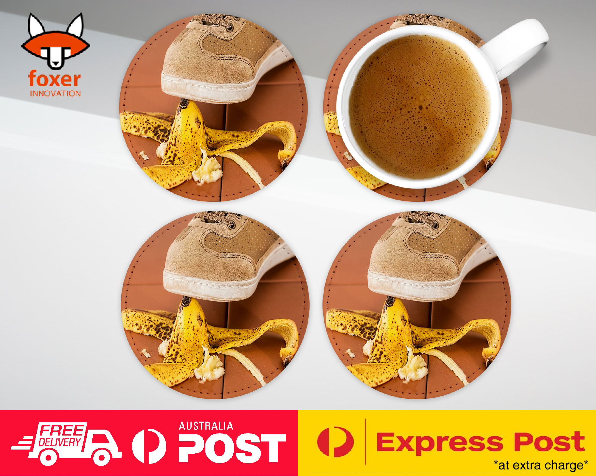 COASTER COFFEE DRINKING MAT|FUNNY BANANA SLIP