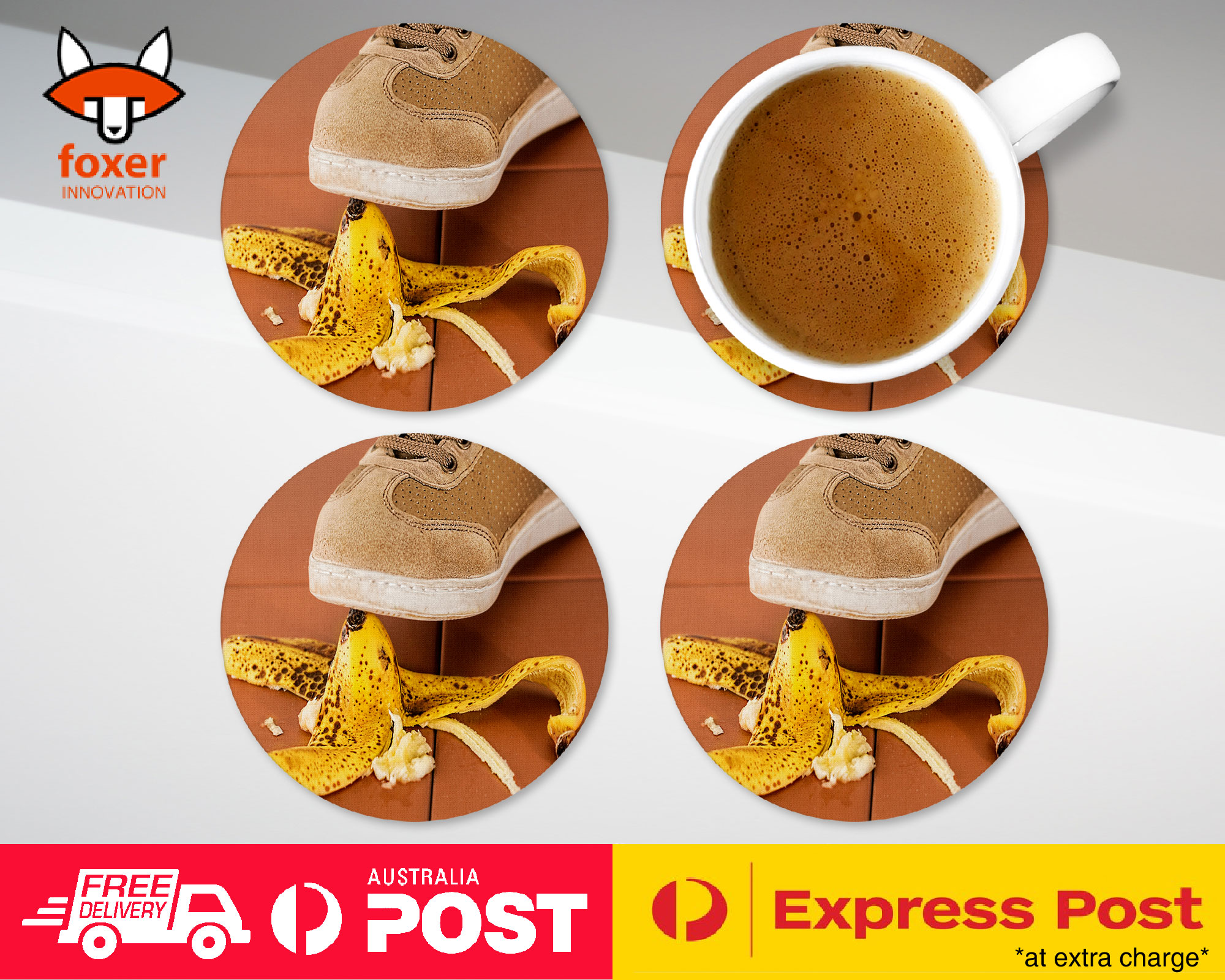 COASTER COFFEE DRINKING MAT|FUNNY BANANA SLIP