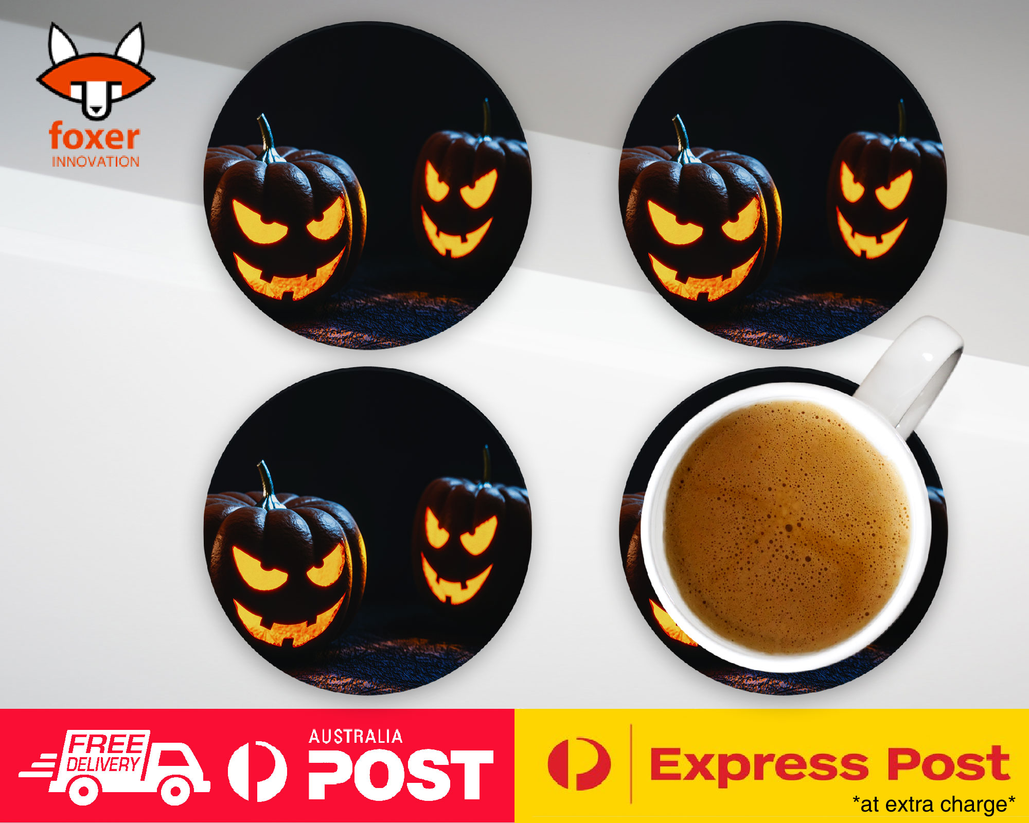 COASTER COFFEE DRINKING MAT|HALLOWEEN PUMPKIN FACE