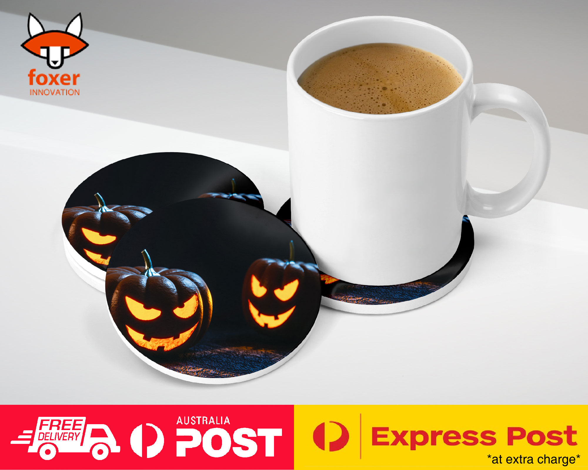 COASTER COFFEE DRINKING MAT|HALLOWEEN PUMPKIN FACE