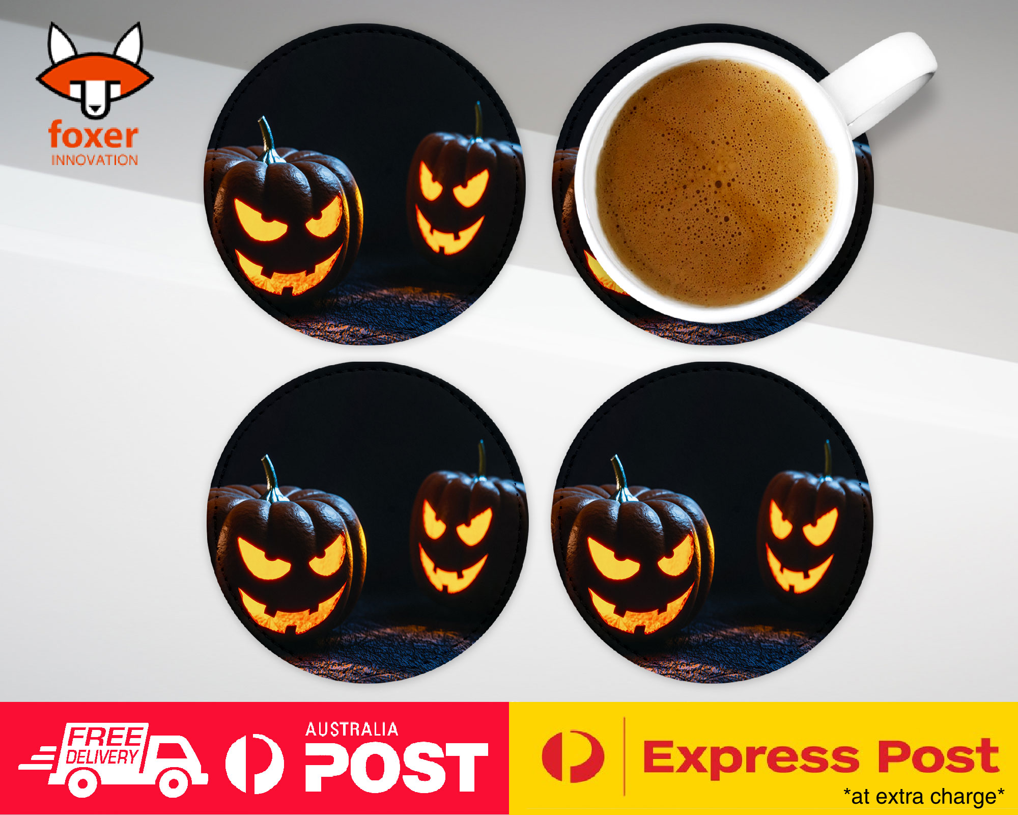 COASTER COFFEE DRINKING MAT|HALLOWEEN PUMPKIN FACE