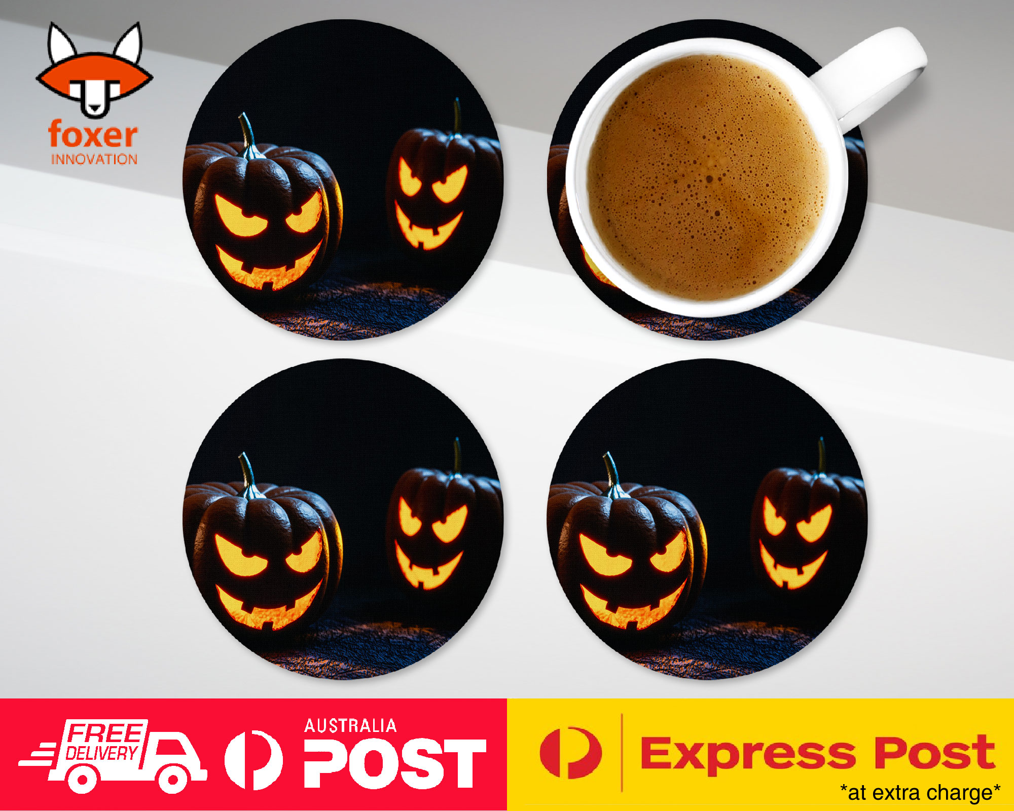 COASTER COFFEE DRINKING MAT|HALLOWEEN PUMPKIN FACE