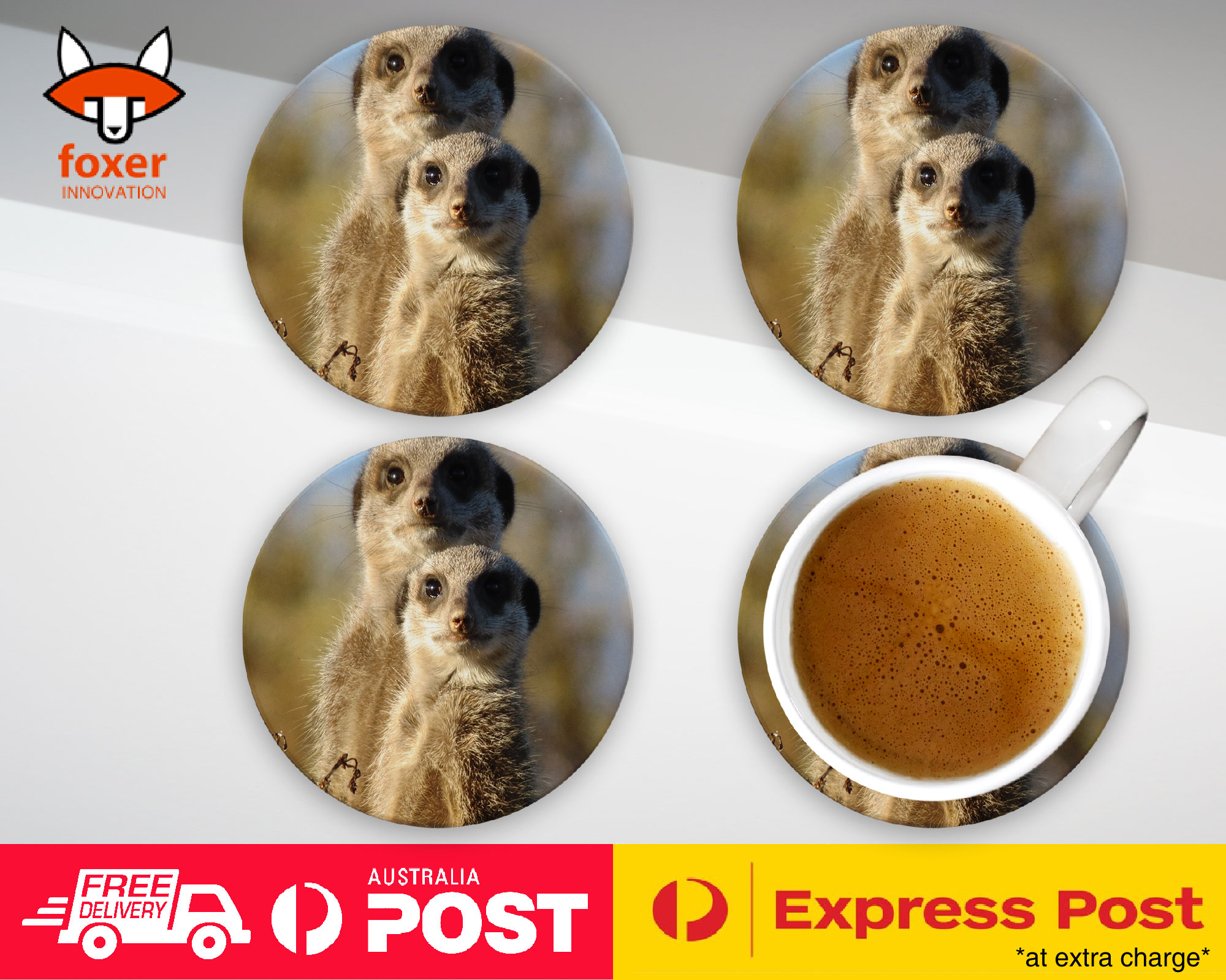 COASTER COFFEE DRINKING MAT|CUTE ANIMAL MEERKAT #2