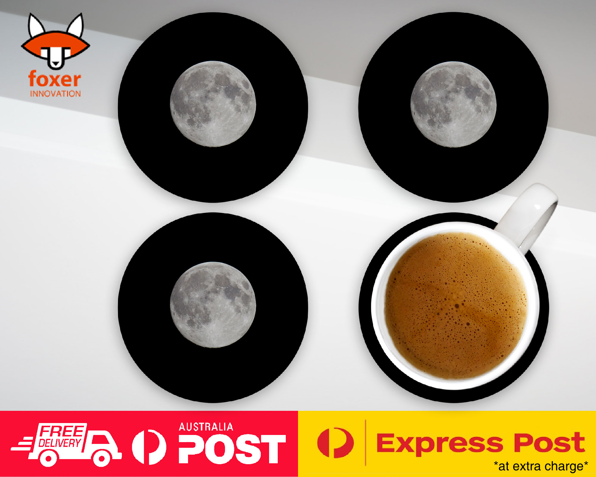 COASTER COFFEE DRINKING MAT|FULL MOON MOONLIGHT SATELLITE