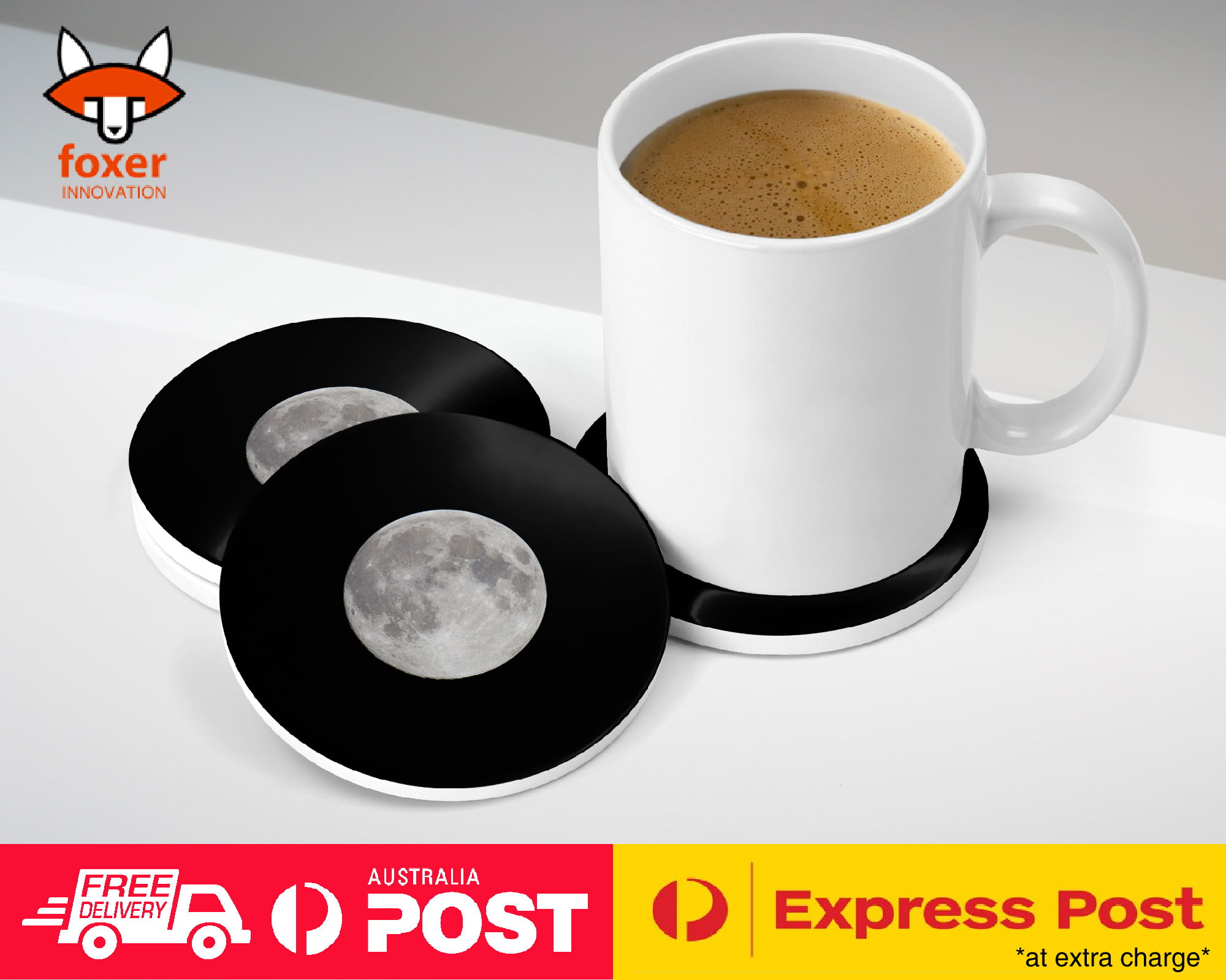 COASTER COFFEE DRINKING MAT|FULL MOON MOONLIGHT SATELLITE
