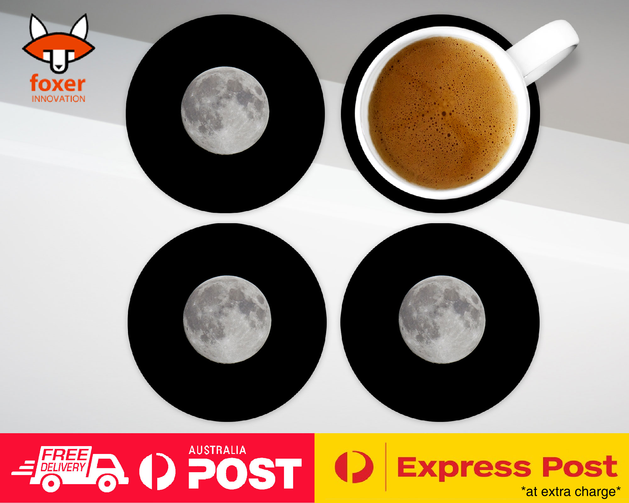 COASTER COFFEE DRINKING MAT|FULL MOON MOONLIGHT SATELLITE