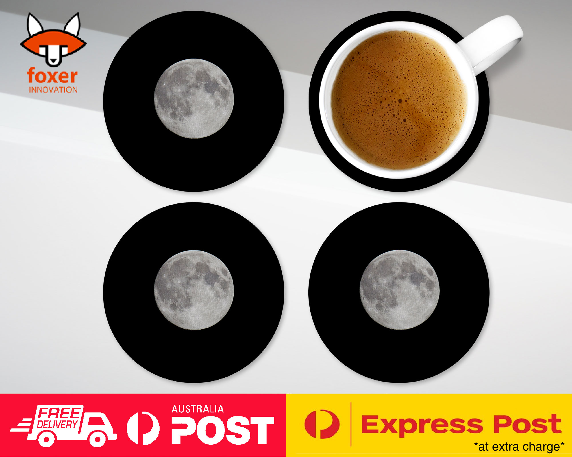 COASTER COFFEE DRINKING MAT|FULL MOON MOONLIGHT SATELLITE