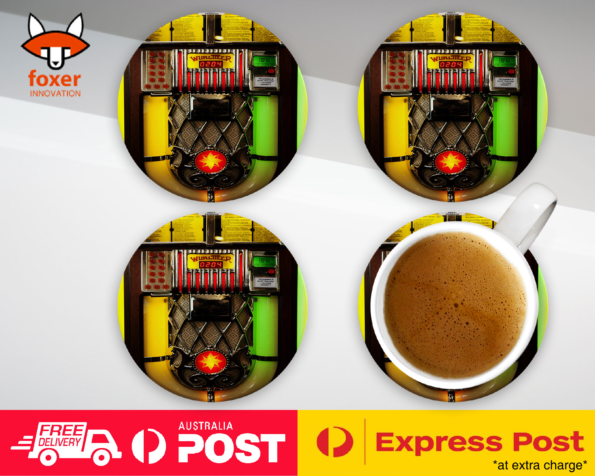 COASTER COFFEE DRINKING MAT|CLASSIC MUSIC JUKEBOX