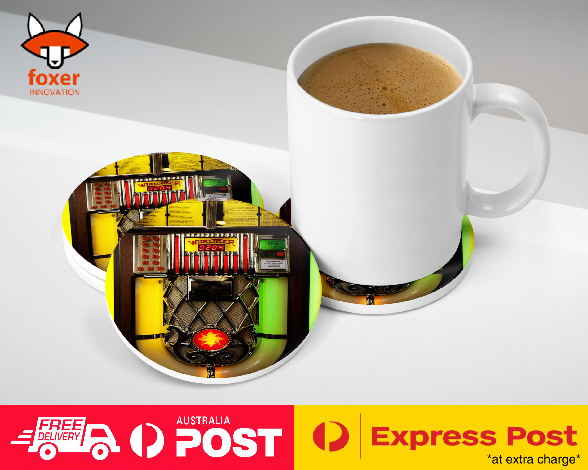COASTER COFFEE DRINKING MAT|CLASSIC MUSIC JUKEBOX