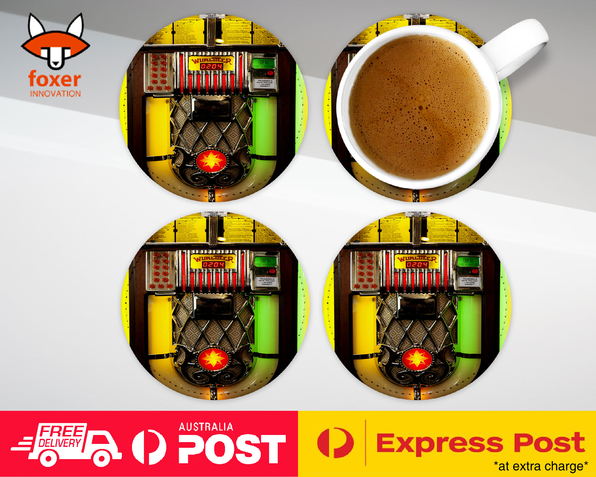 COASTER COFFEE DRINKING MAT|CLASSIC MUSIC JUKEBOX