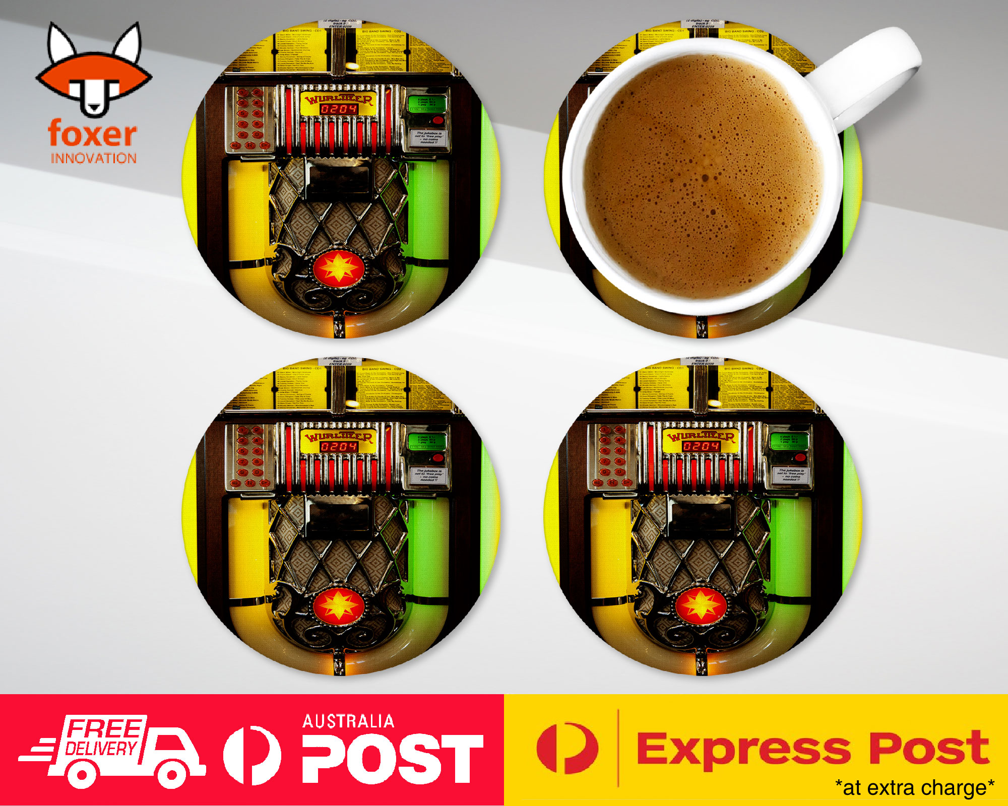 COASTER COFFEE DRINKING MAT|CLASSIC MUSIC JUKEBOX