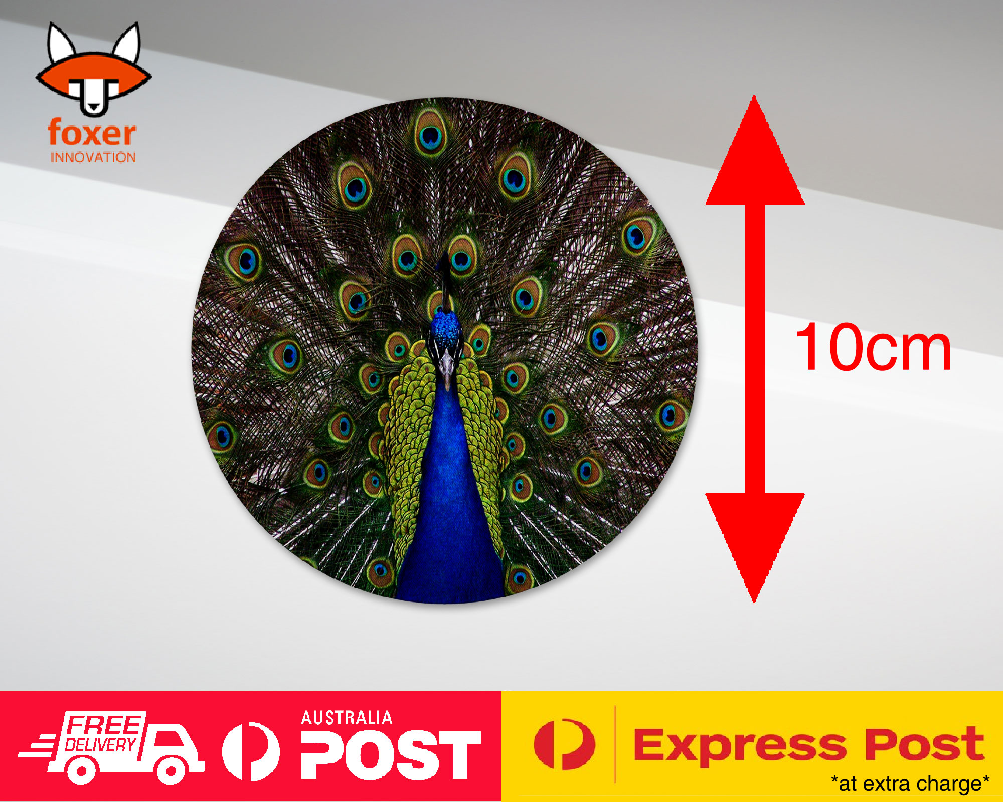COASTER COFFEE DRINKING MAT|FUN CLASSIC CUTE BLUE PEACOCK #1