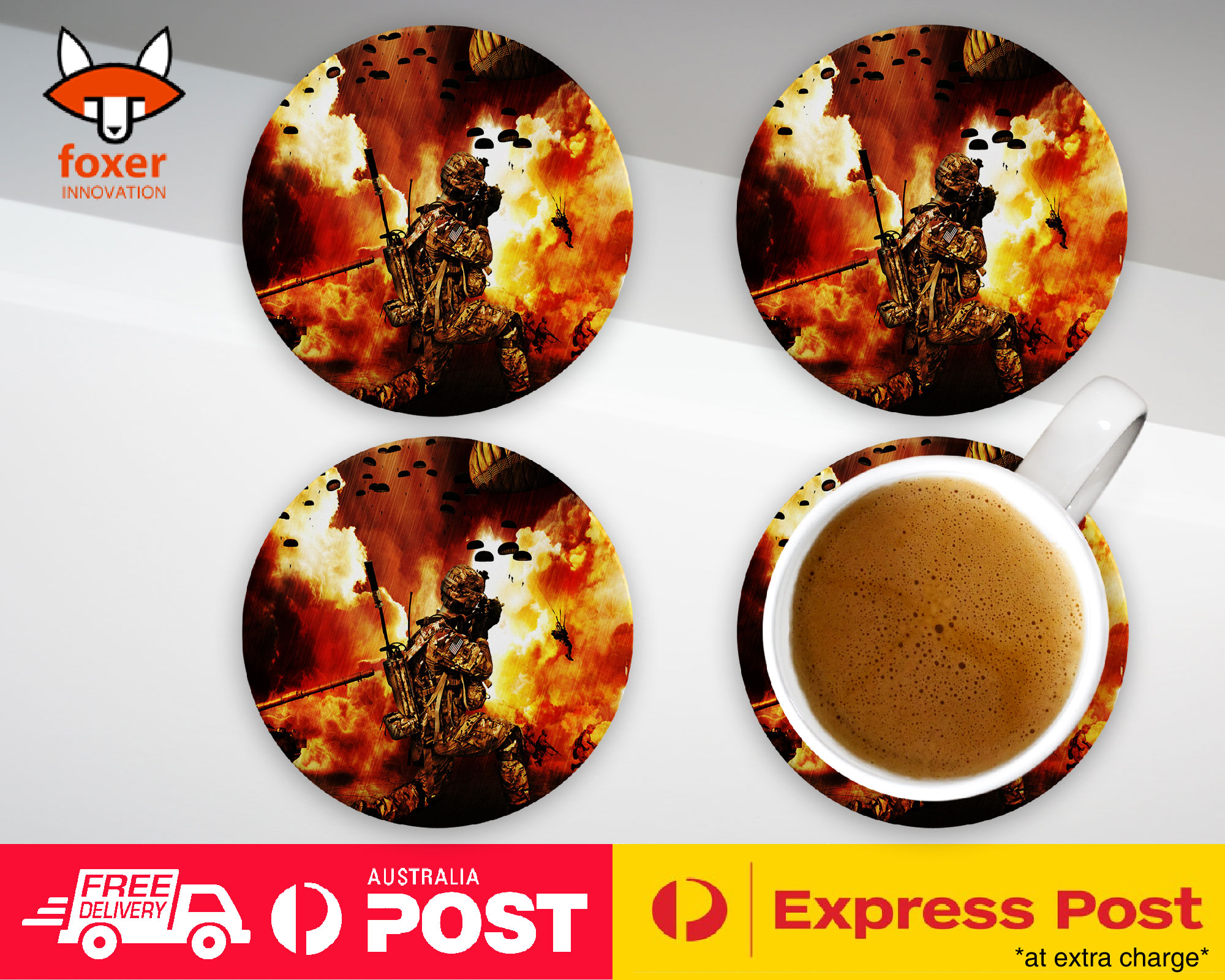 COASTER COFFEE DRINKING MAT|WAR SOLDIER TROOPS