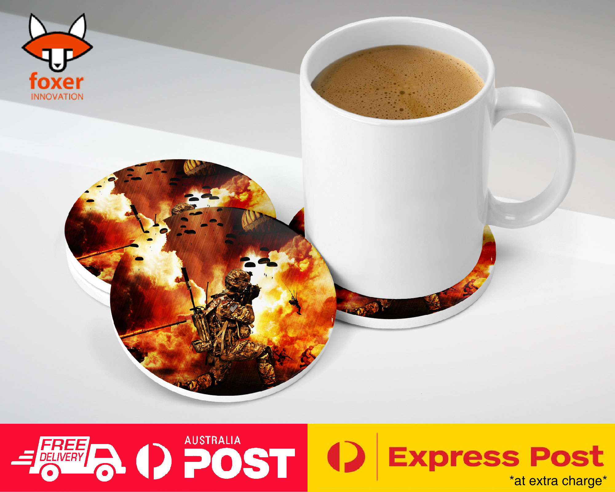 COASTER COFFEE DRINKING MAT|WAR SOLDIER TROOPS