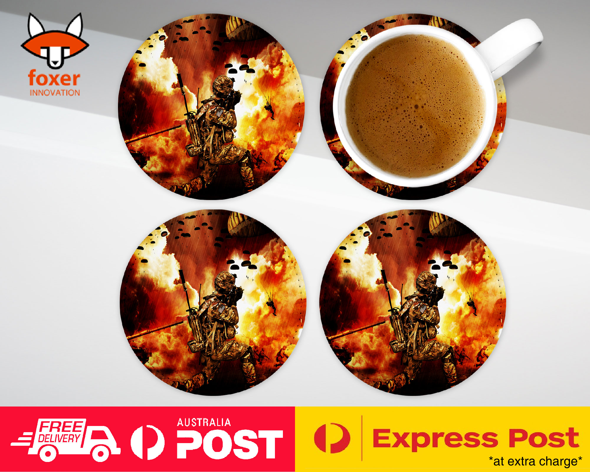 COASTER COFFEE DRINKING MAT|WAR SOLDIER TROOPS