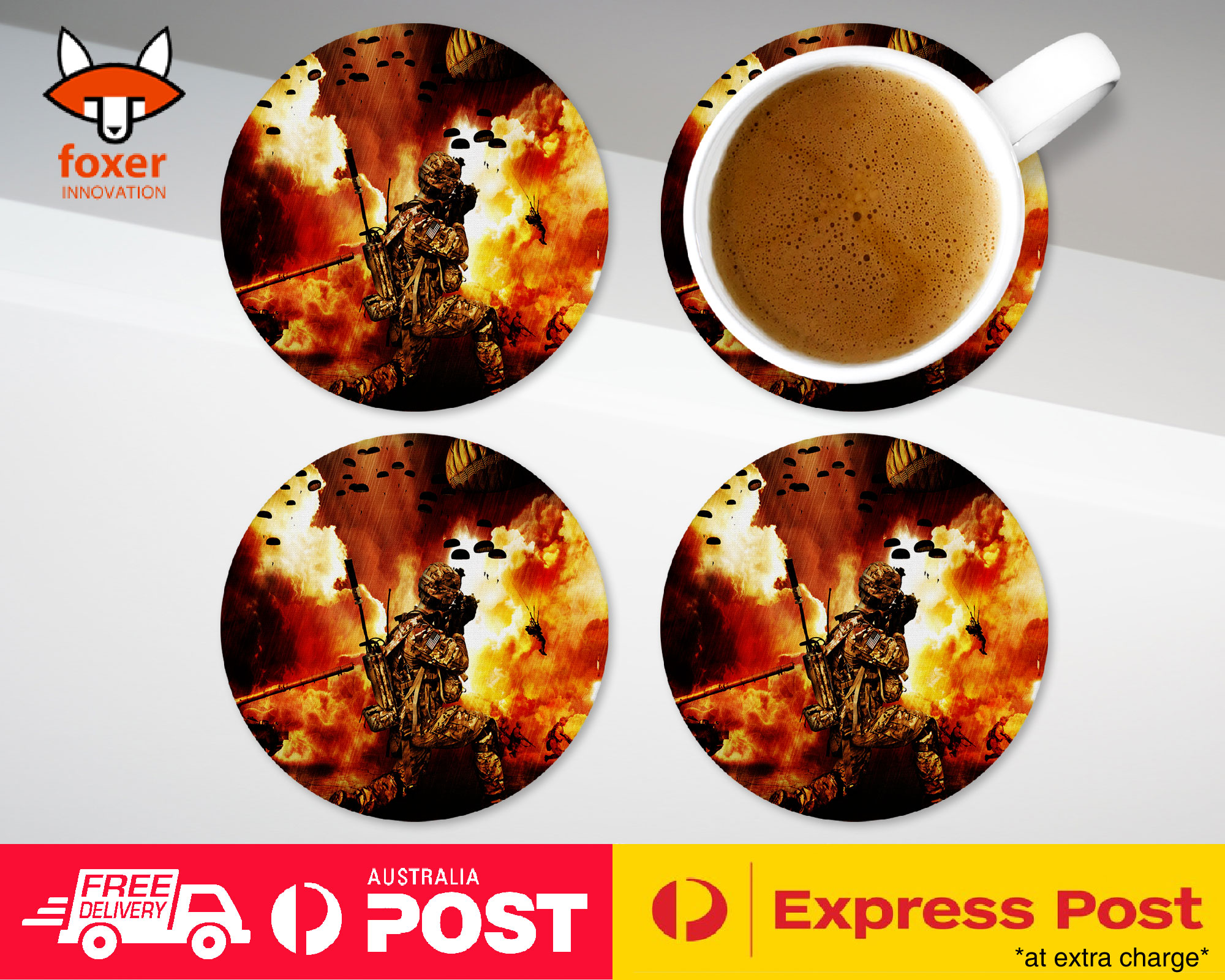 COASTER COFFEE DRINKING MAT|WAR SOLDIER TROOPS