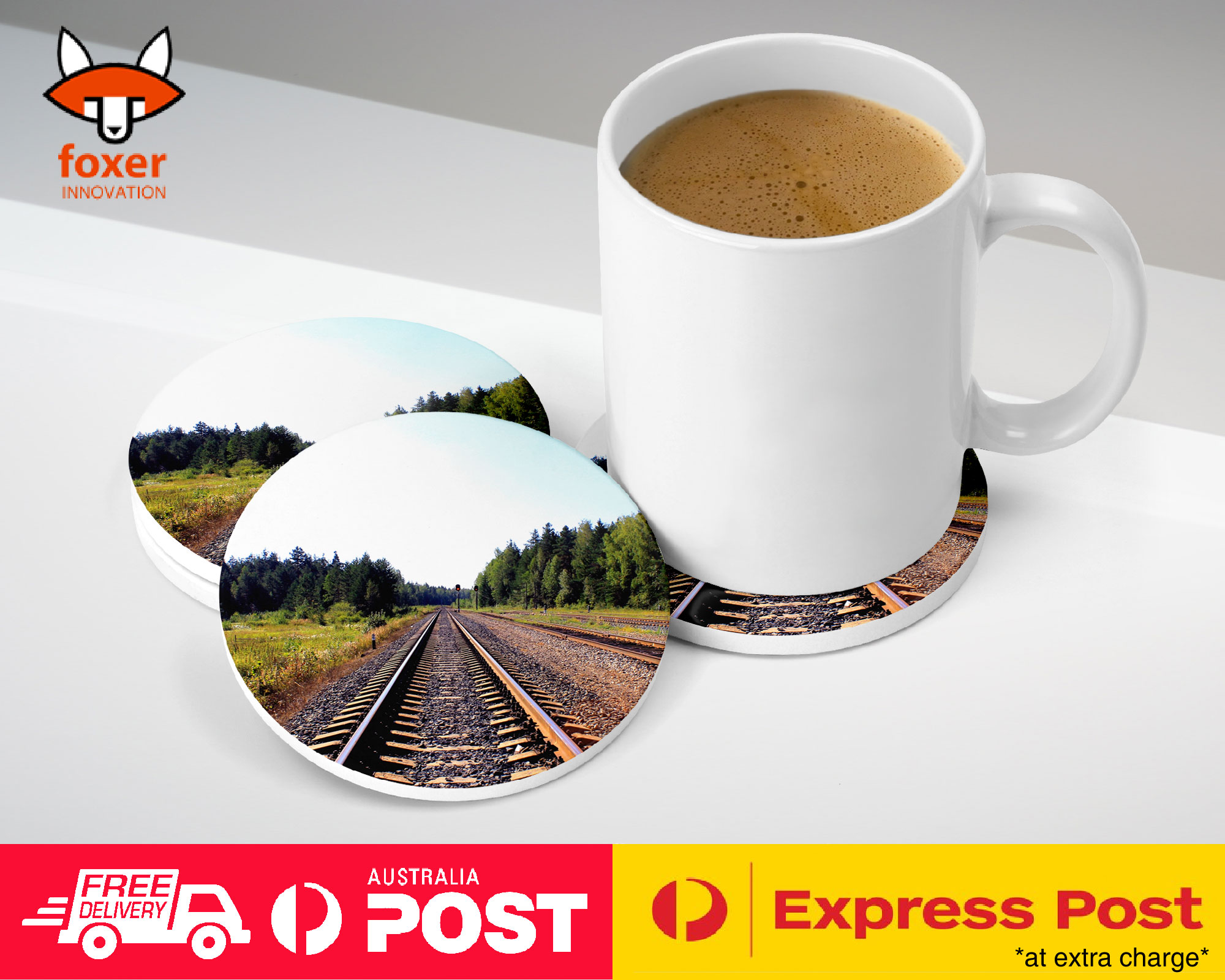 COASTER COFFEE DRINKING MAT|FUN TRAIN TRACKS #2