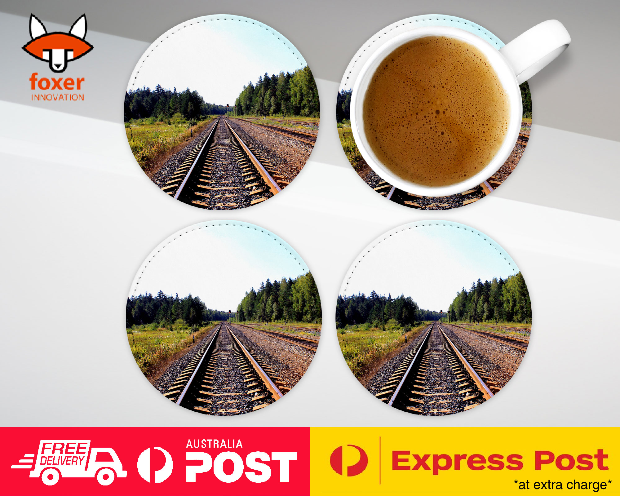 COASTER COFFEE DRINKING MAT|FUN TRAIN TRACKS #2