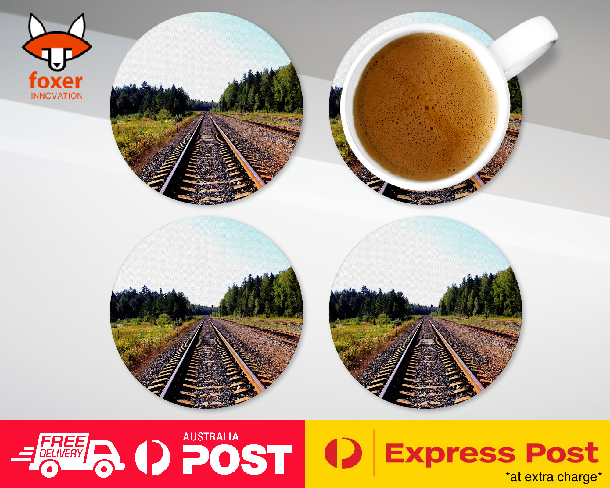 COASTER COFFEE DRINKING MAT|FUN TRAIN TRACKS #2