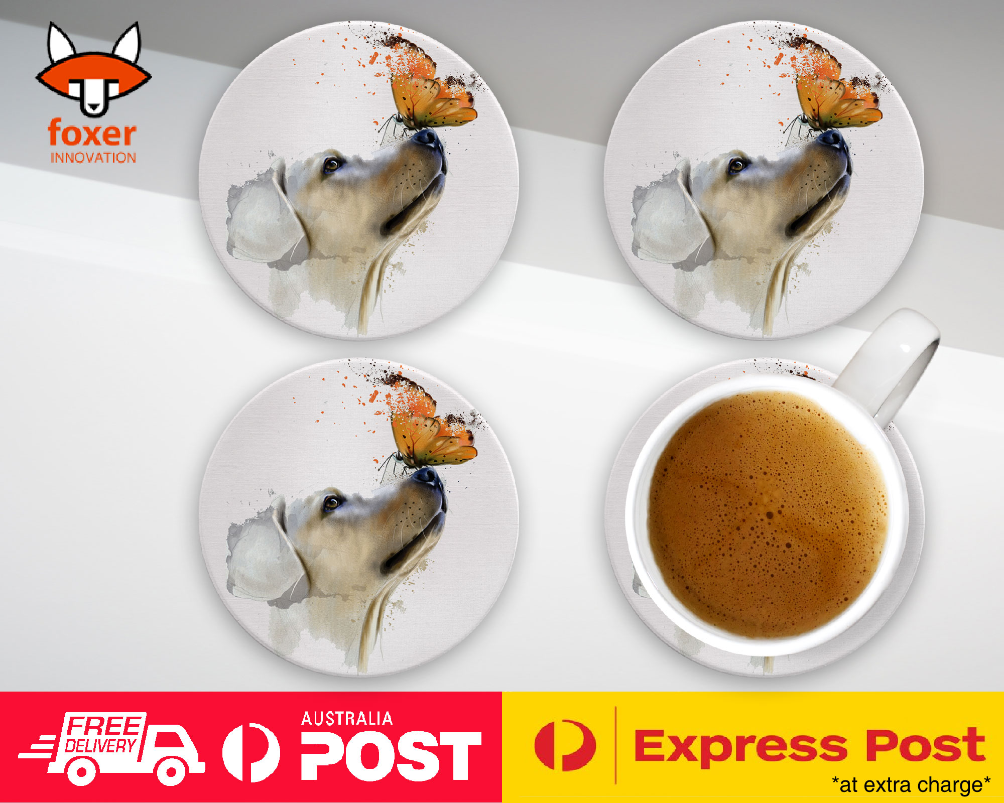 COASTER COFFEE DRINKING MAT|WATERCOLOUR DOG LABRADOR ART - Picture 9 of 21