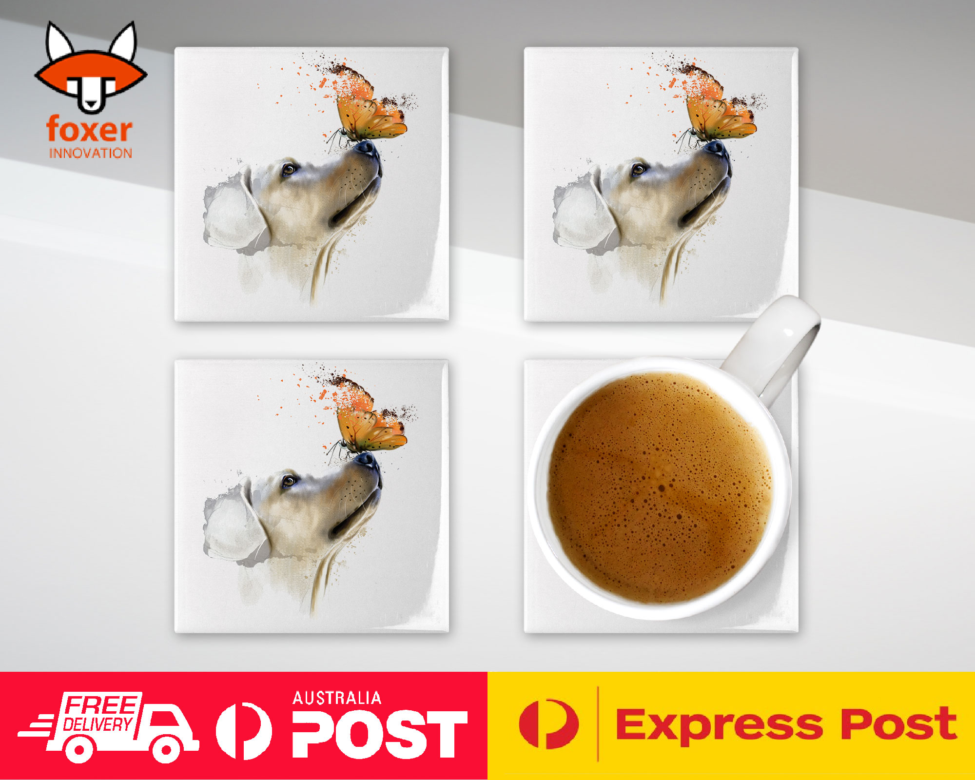 COASTER COFFEE DRINKING MAT|WATERCOLOUR DOG LABRADOR ART - Picture 19 of 21