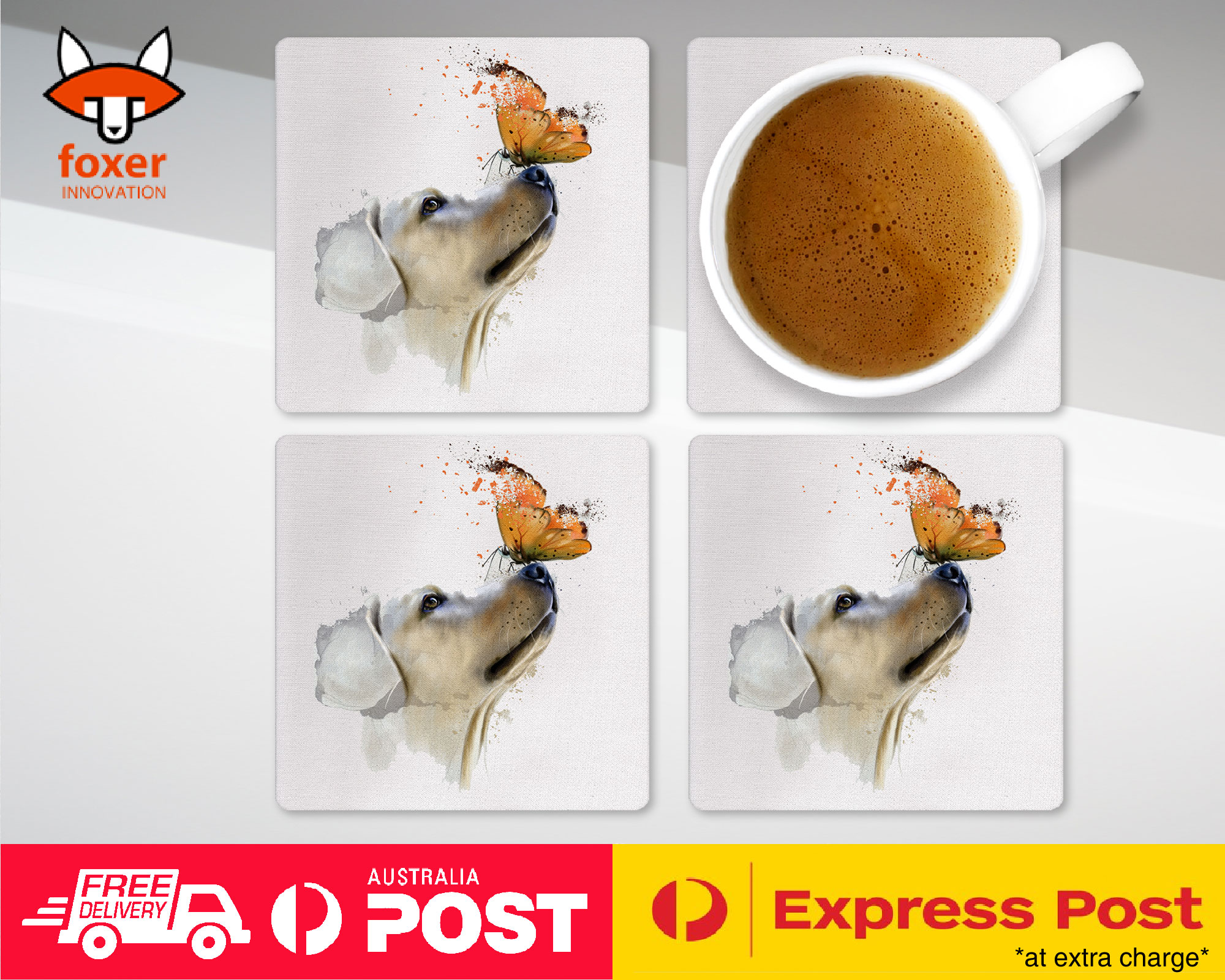 COASTER COFFEE DRINKING MAT|WATERCOLOUR DOG LABRADOR ART - Picture 13 of 21