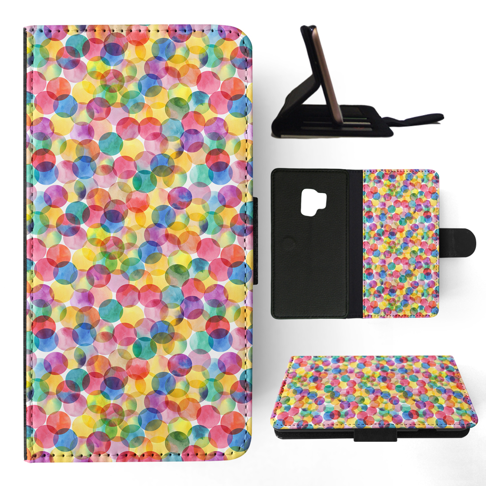 FLIP CASE FOR SAMSUNG GALAXY|RAINBOW CIRCLE POLKA DOTS PATTERN - Picture 91 of 120