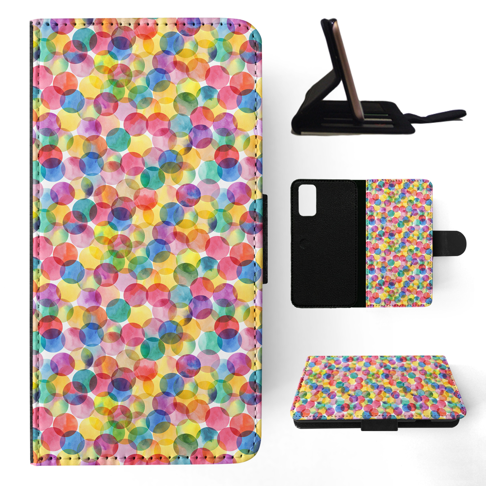 FLIP CASE FOR SAMSUNG GALAXY|RAINBOW CIRCLE POLKA DOTS PATTERN - Picture 76 of 120