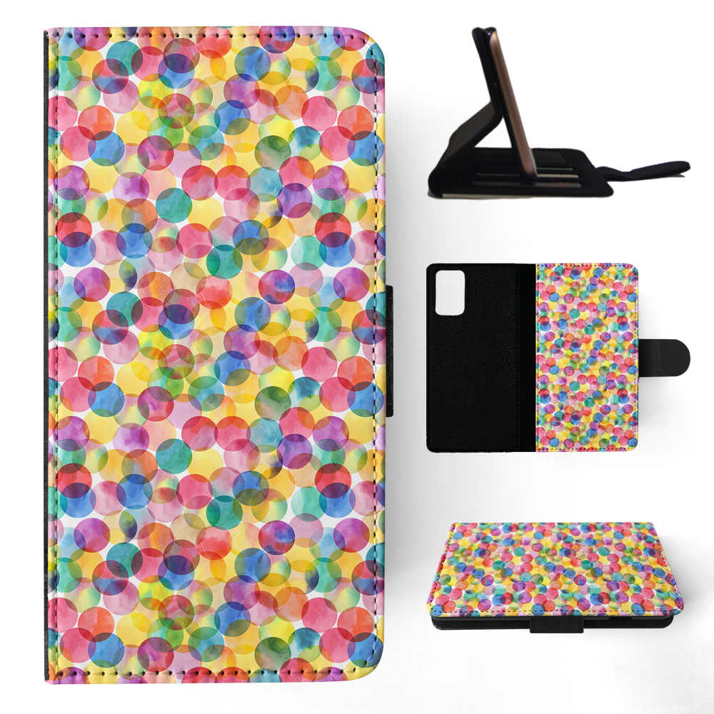 FLIP CASE FOR SAMSUNG GALAXY|RAINBOW CIRCLE POLKA DOTS PATTERN - Picture 71 of 120