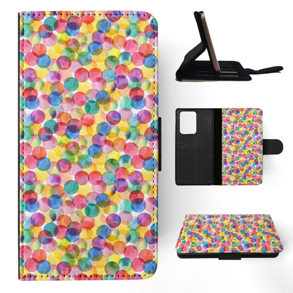 FLIP CASE FOR SAMSUNG GALAXY|RAINBOW CIRCLE POLKA DOTS PATTERN - Picture 66 of 120