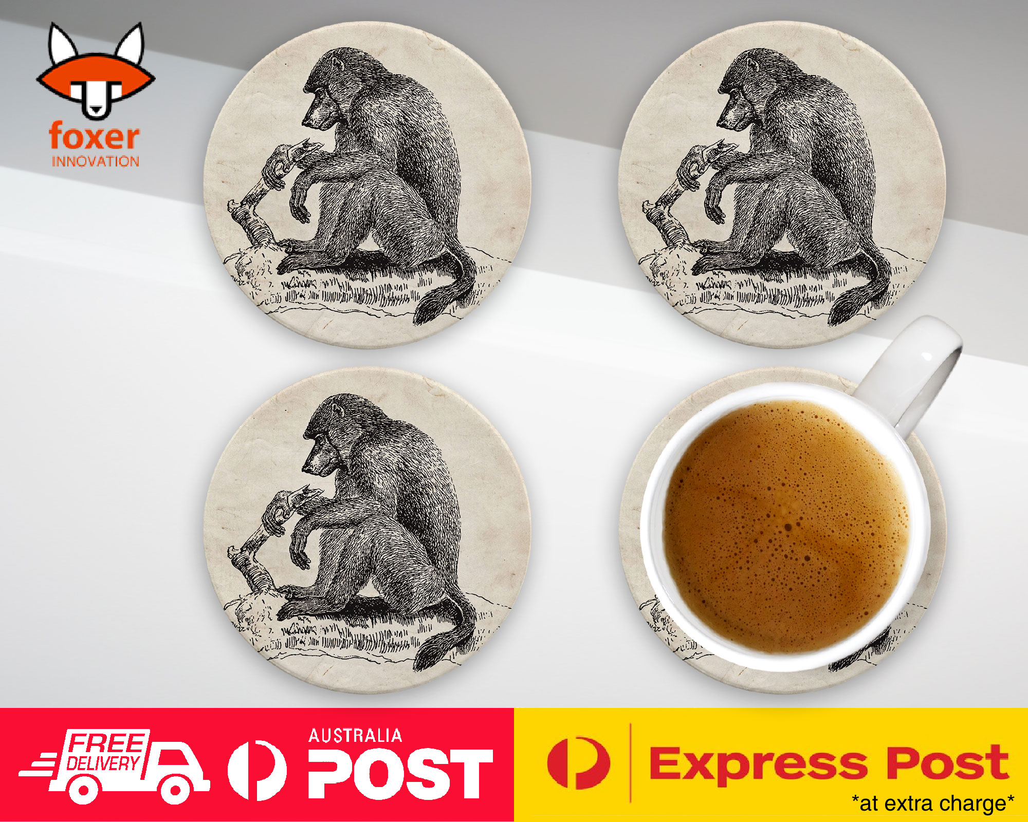 COASTER COFFEE DRINKING MAT|CHACMA-BABOON MONKEY