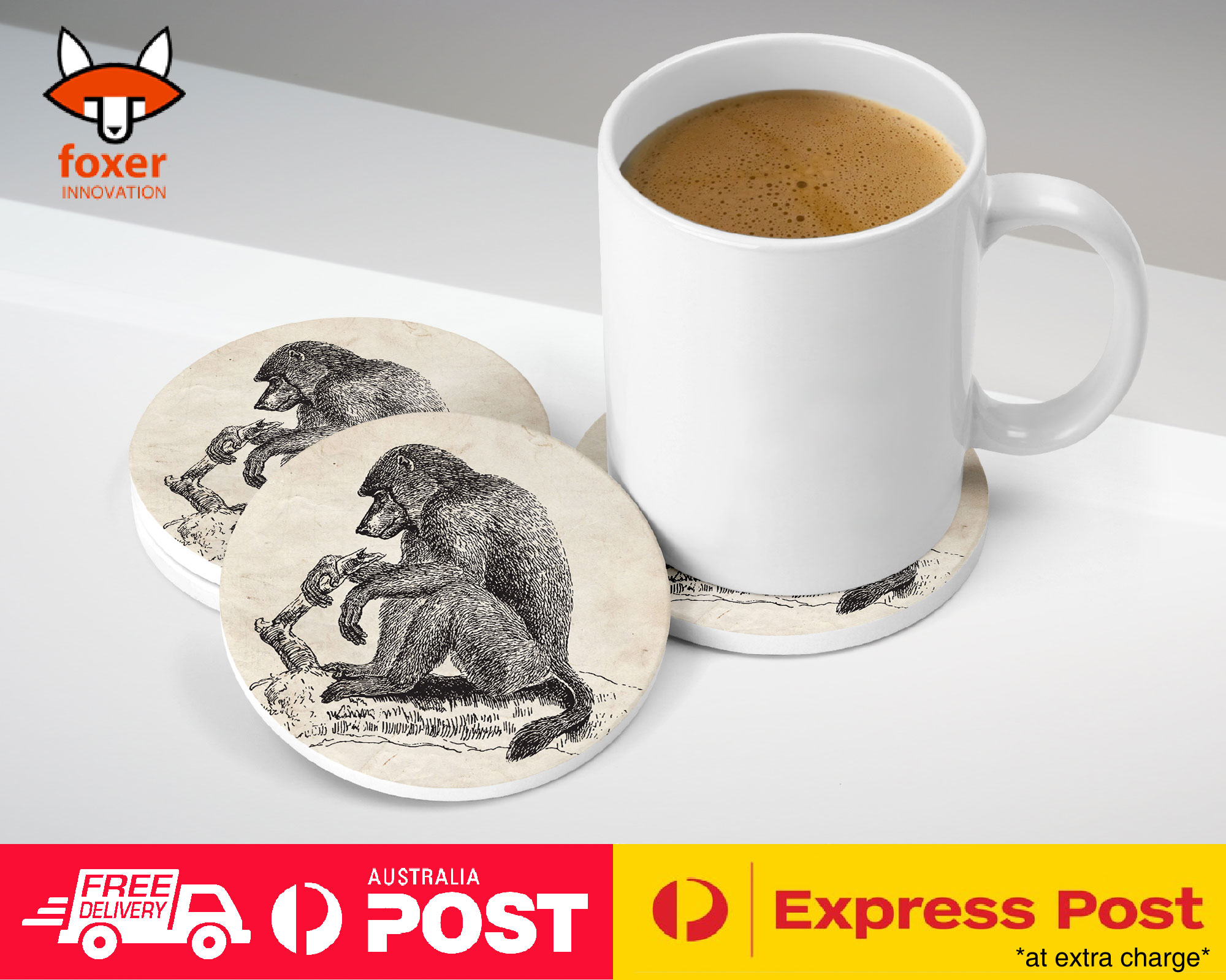 COASTER COFFEE DRINKING MAT|CHACMA-BABOON MONKEY