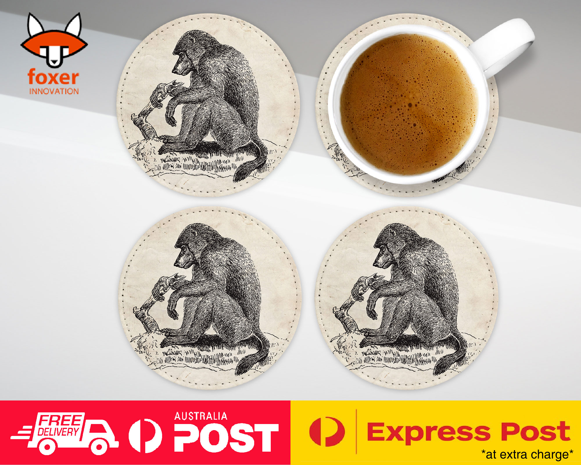 COASTER COFFEE DRINKING MAT|CHACMA-BABOON MONKEY
