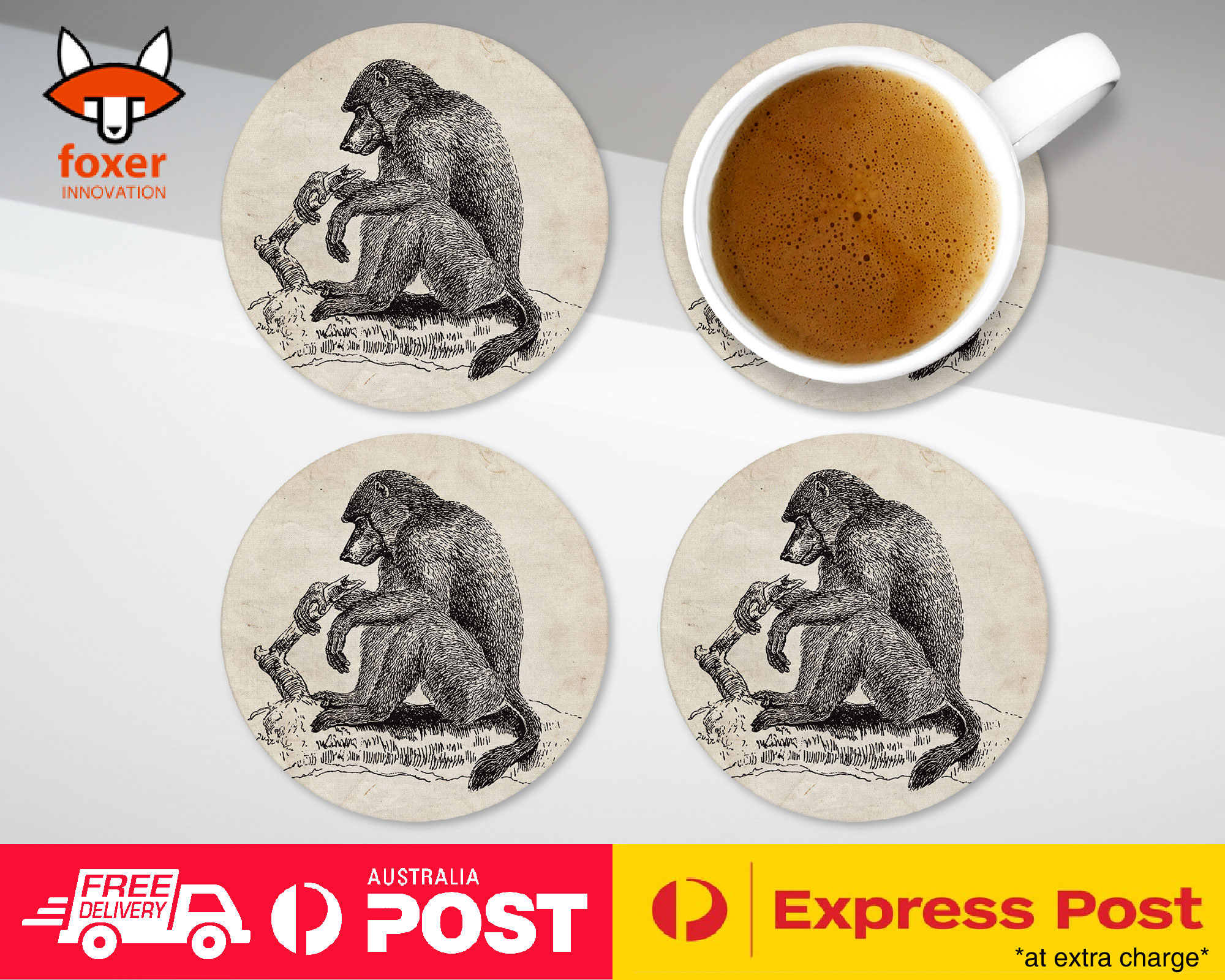 COASTER COFFEE DRINKING MAT|CHACMA-BABOON MONKEY
