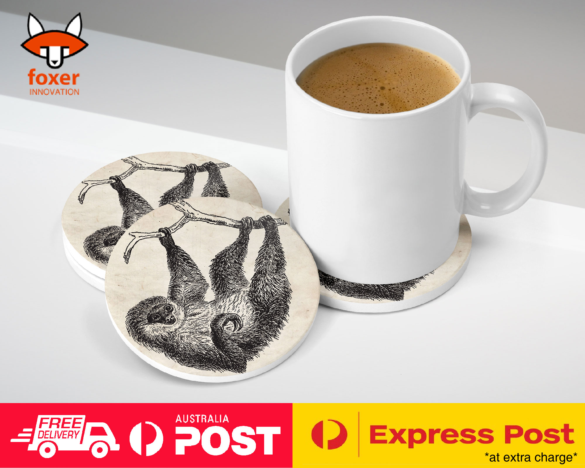 COASTER COFFEE DRINKING MAT|TWO-TOED-SLOTH