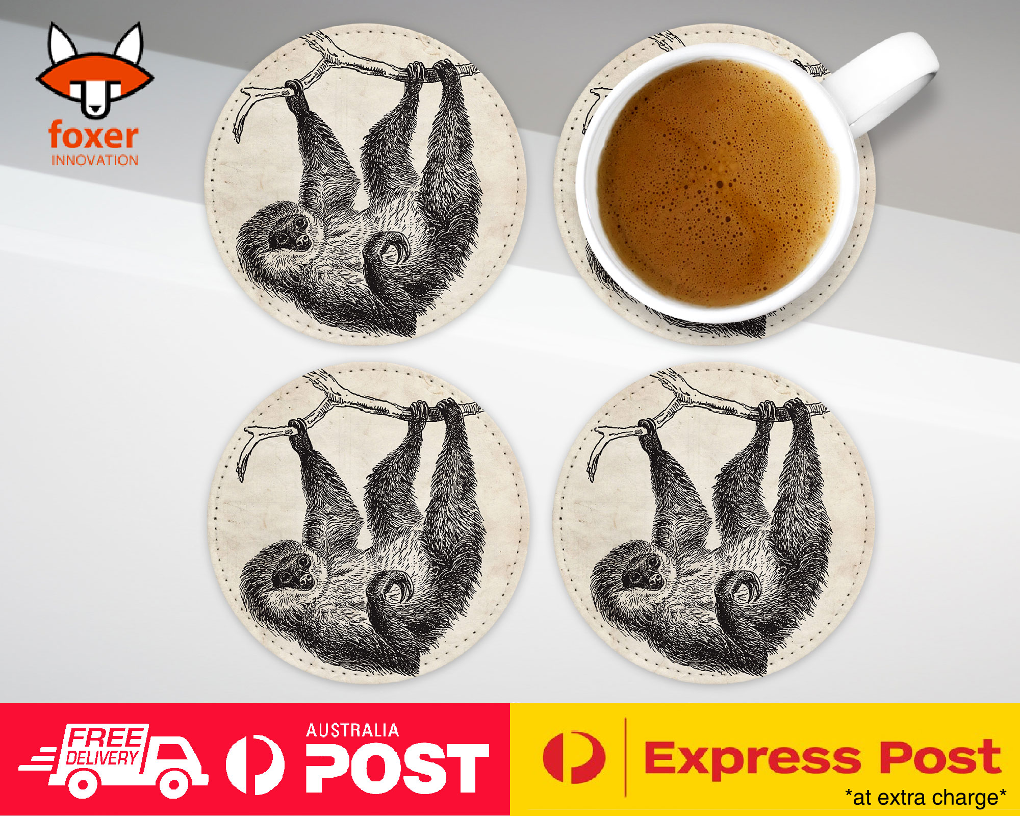 COASTER COFFEE DRINKING MAT|TWO-TOED-SLOTH
