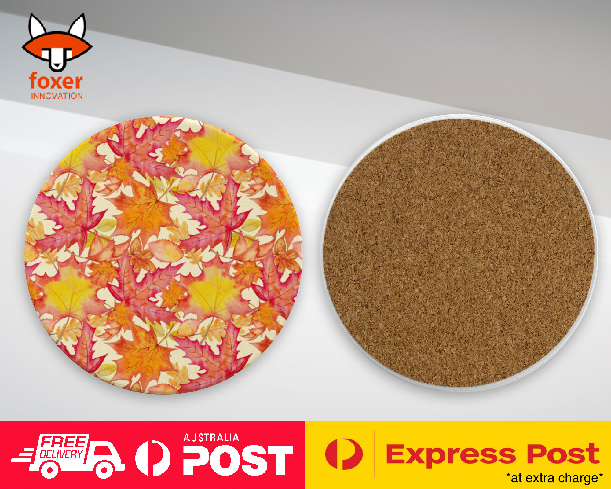 COASTER COFFEE DRINKING MAT|FALL AUTUMN LEAVES PATTERN 2